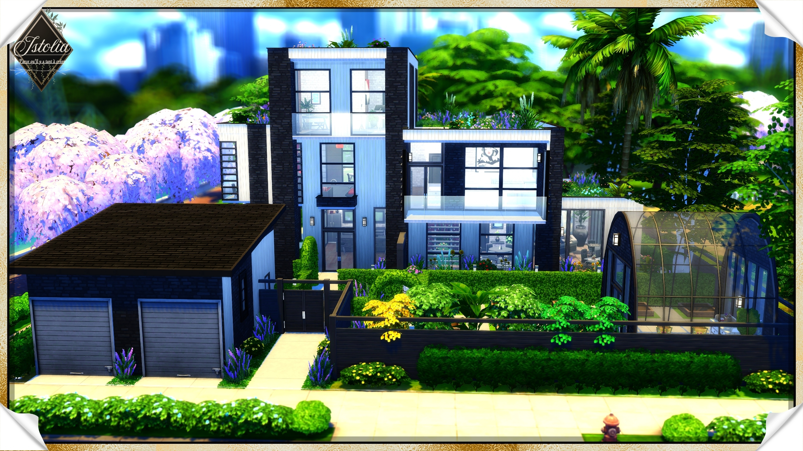 Les Sims 4 | La Verrière Maison moderne vitrée de face dans Les Sims 4