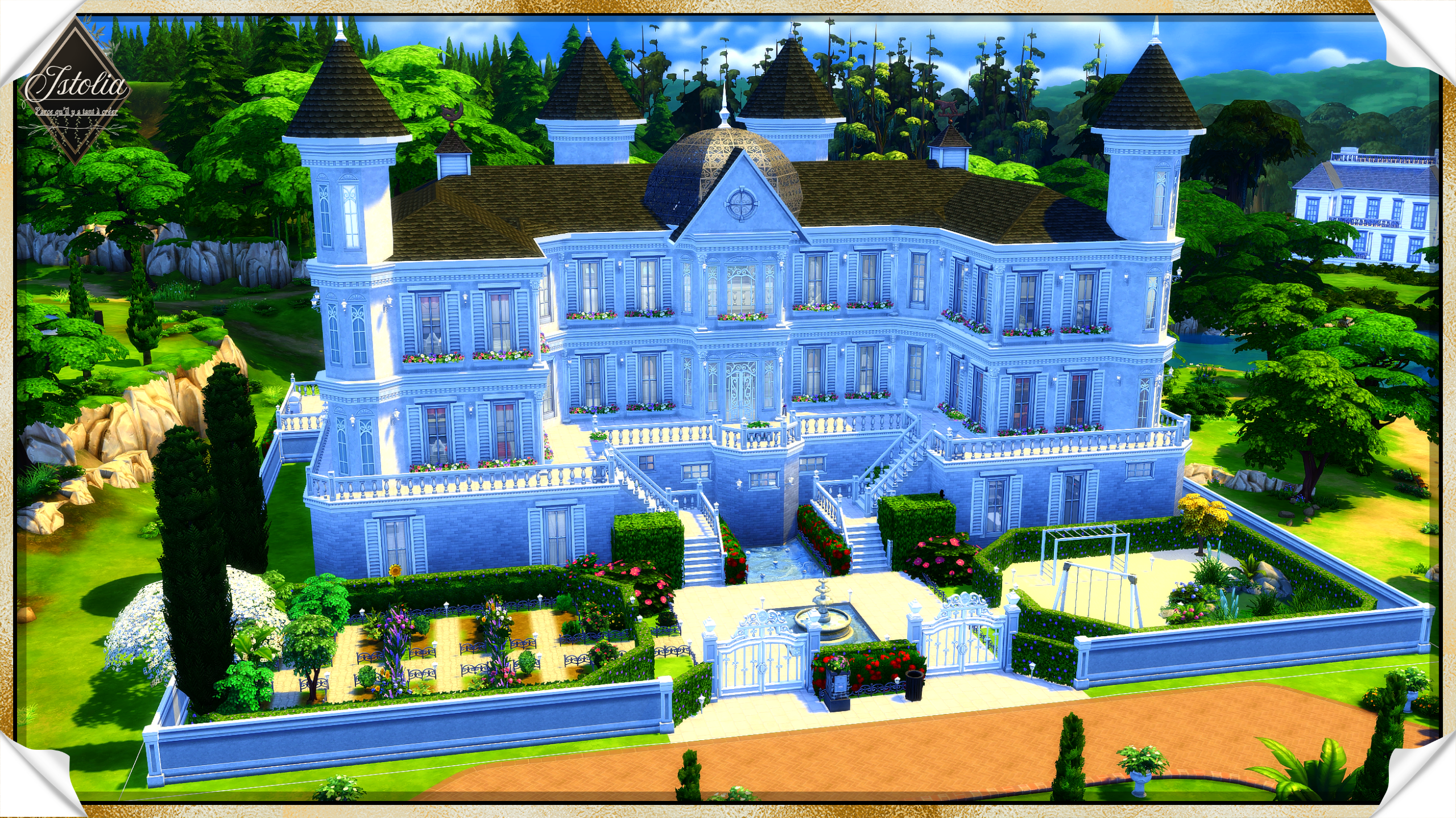 Sims 4 | Château de Chênaie façade du Château de Chênaie style Tudor Renaissance