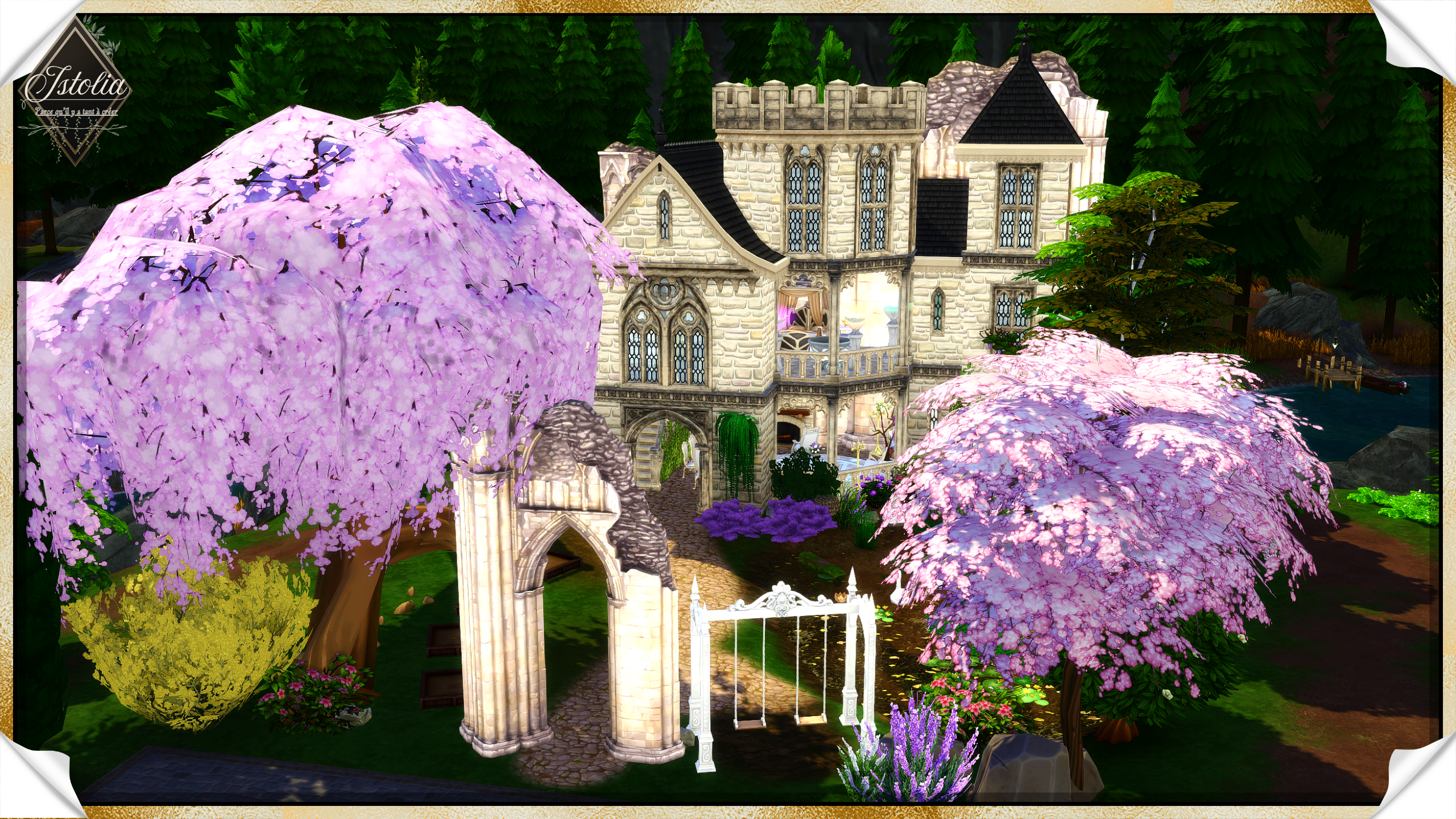 Les Sims 4 | Le Domaine d'Éther Domaine d’Ether vue globale château ruines Sims 4