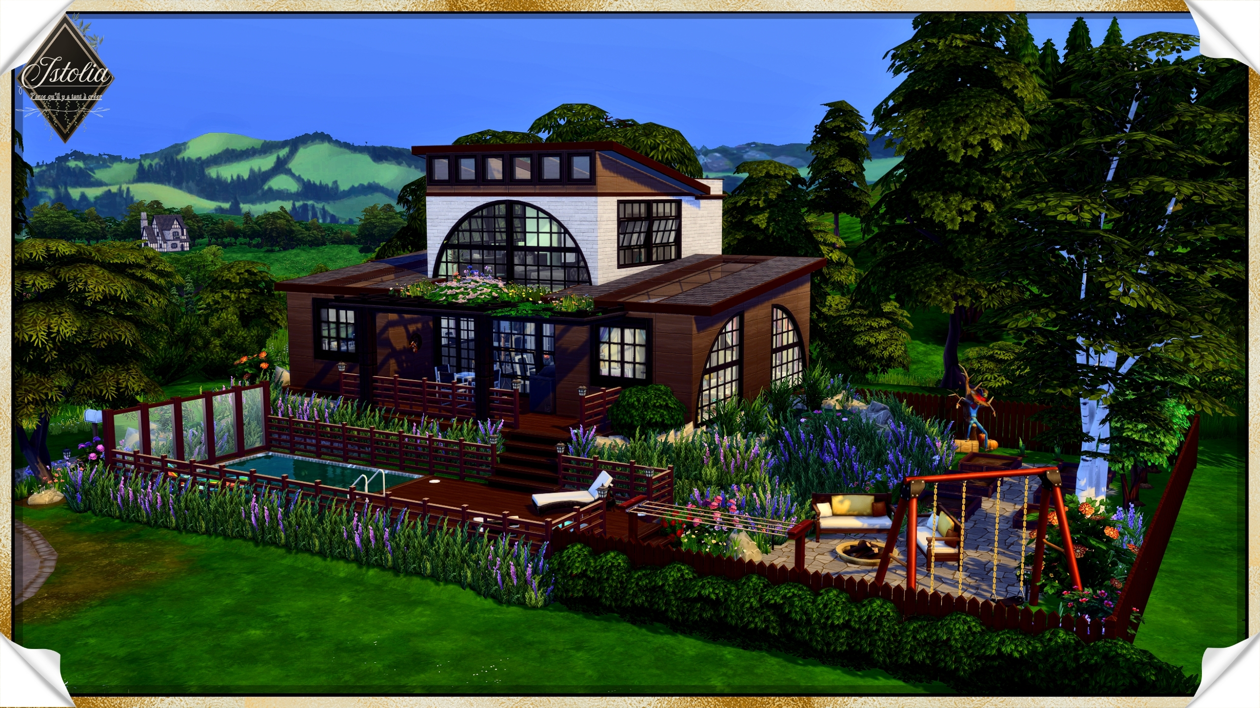 maison Linéa vue d’ensemble loft fleuri Sims 4