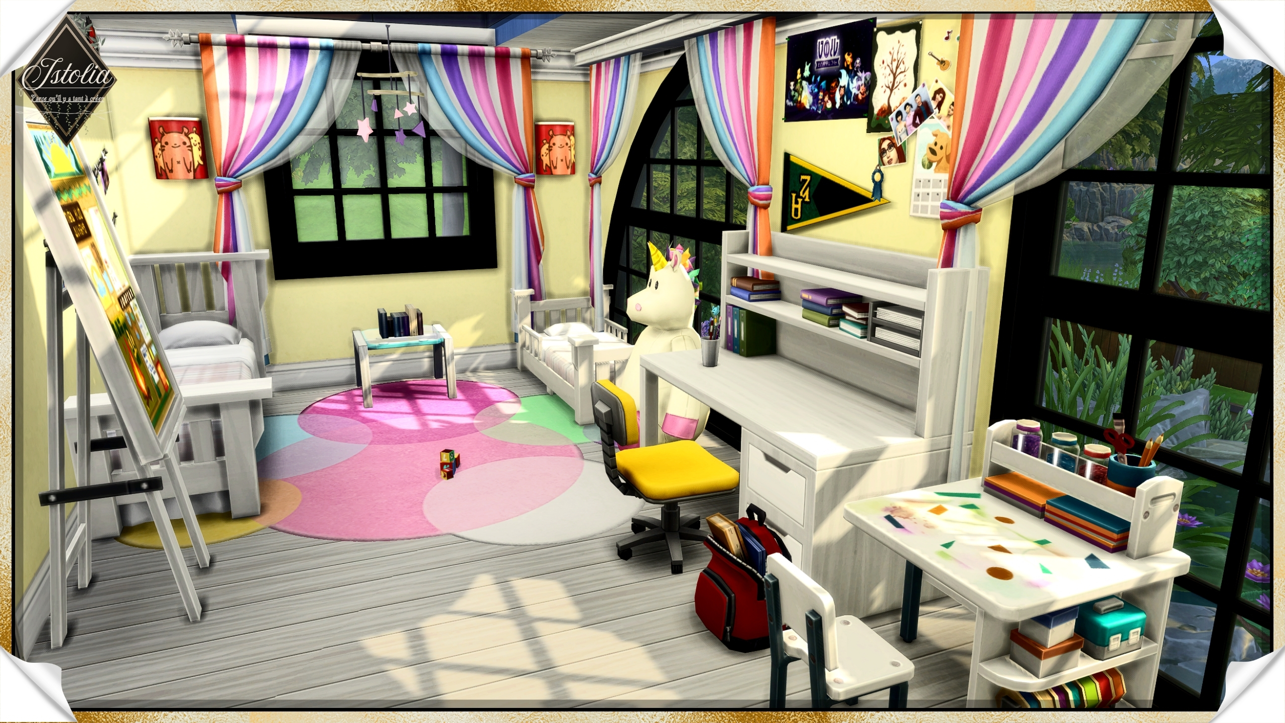 chambre enfant pastel maison Linéa Sims 4