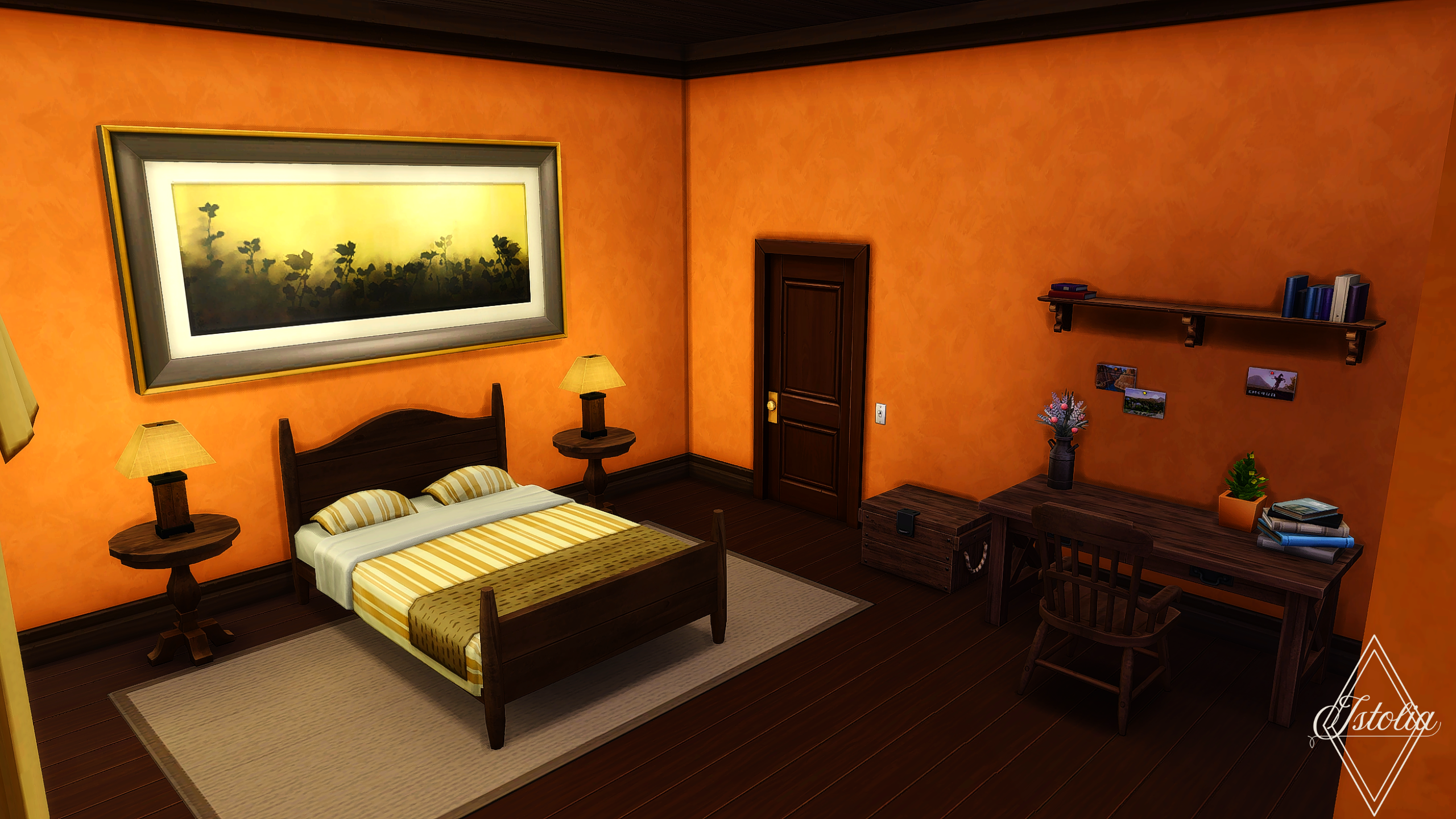 Les Sims 4 | Le Ranch Sabot 'O' Tac Chambre orange chaleureuse – Sims 4 ranch