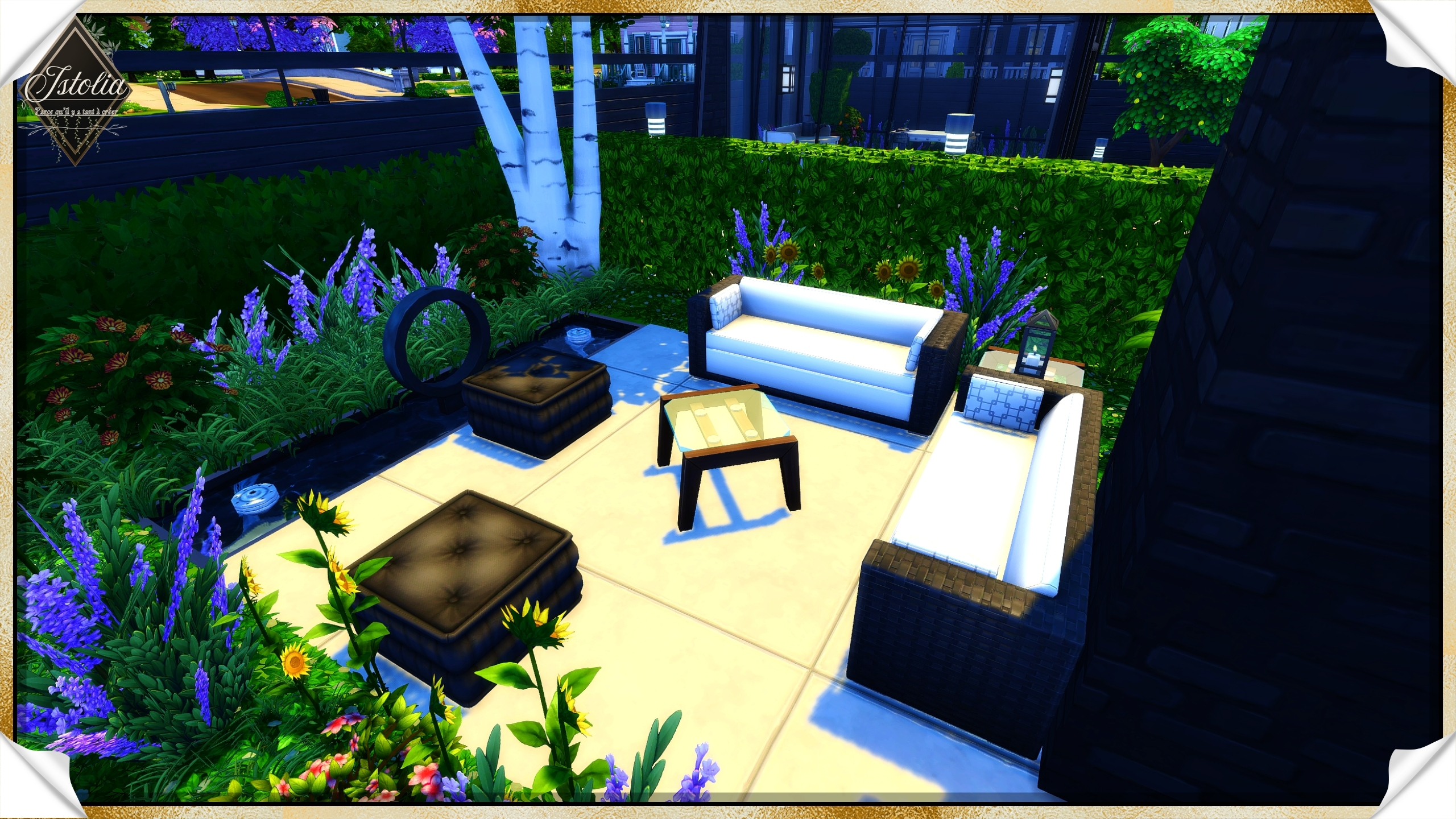 Les Sims 4 | La Verrière Coin salon extérieur moderne et intime