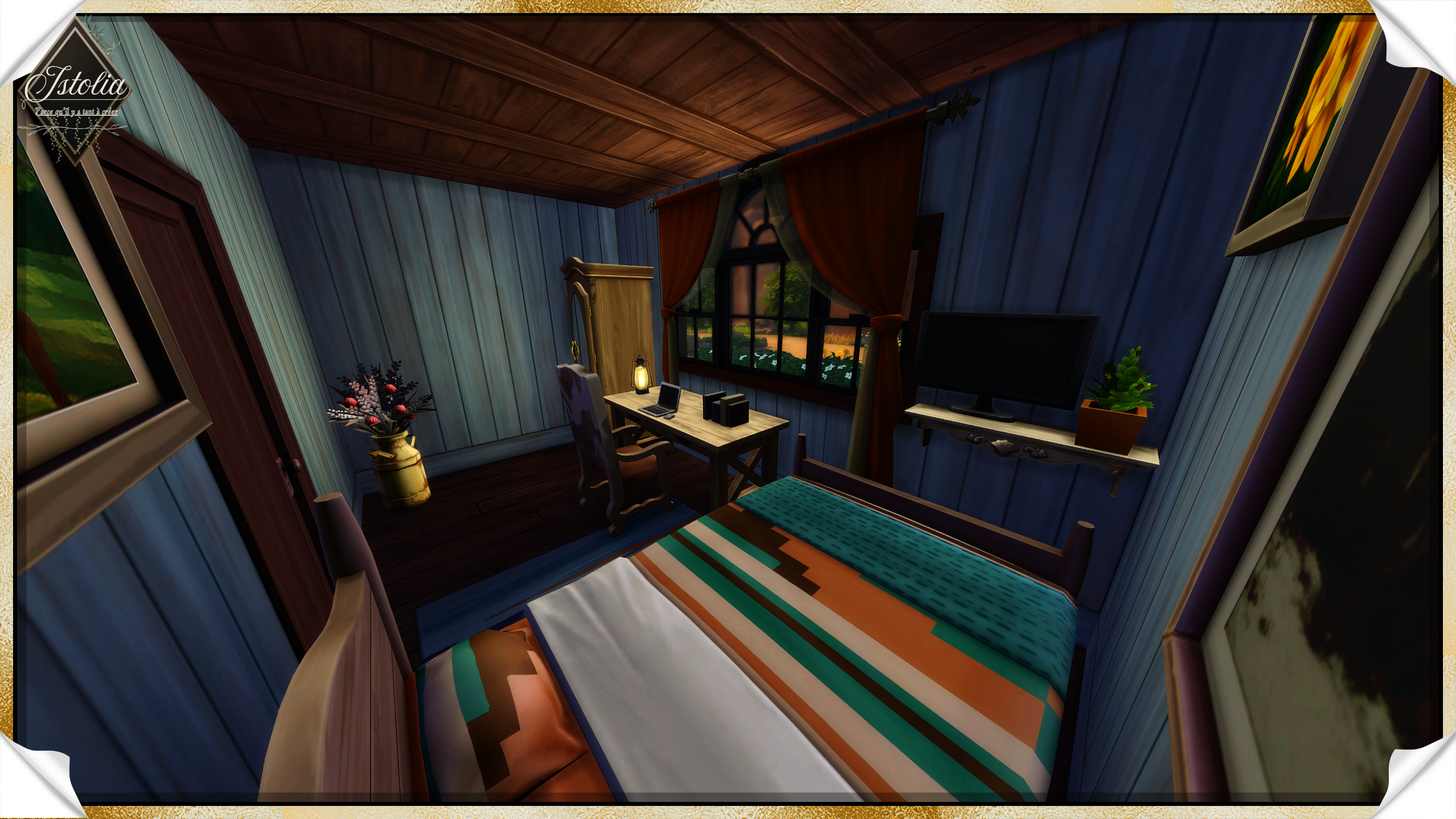 Sims 4 | La Chariotte Chambre rustique avec armoire ancienne – vue 2