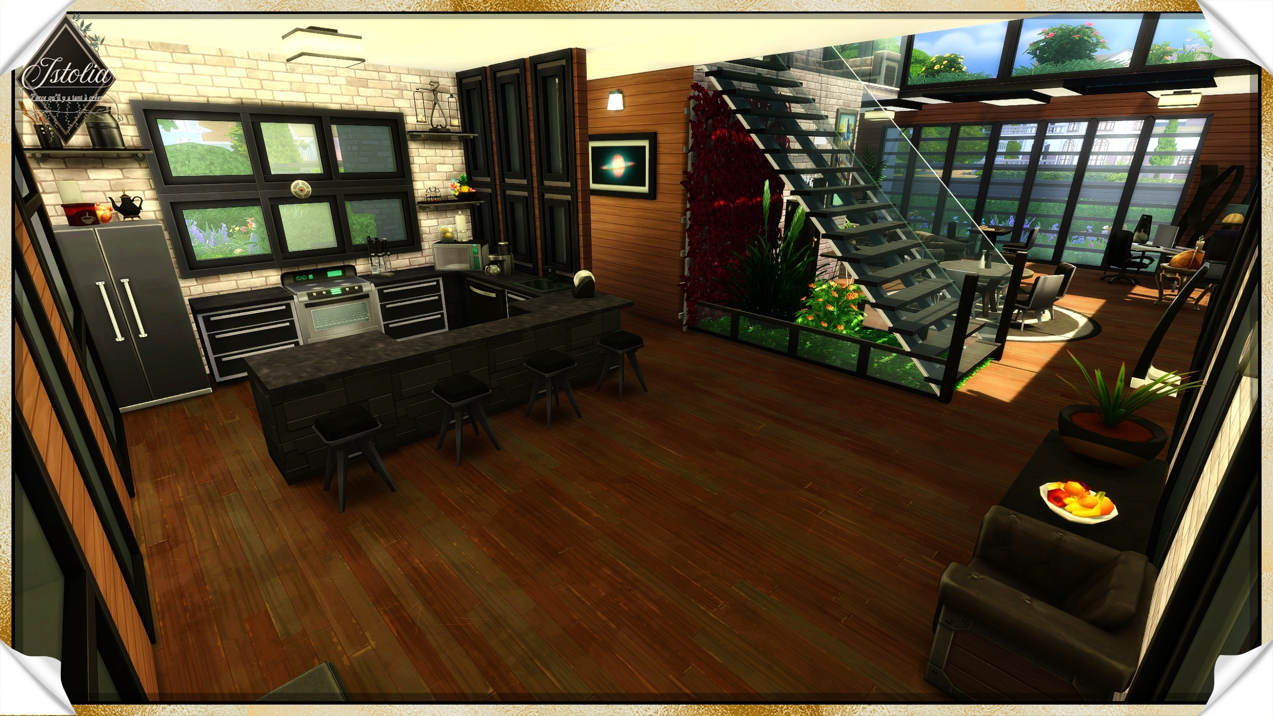 Les Sims 4 | La Verrière Entrée loft moderne avec vue sur la cuisine