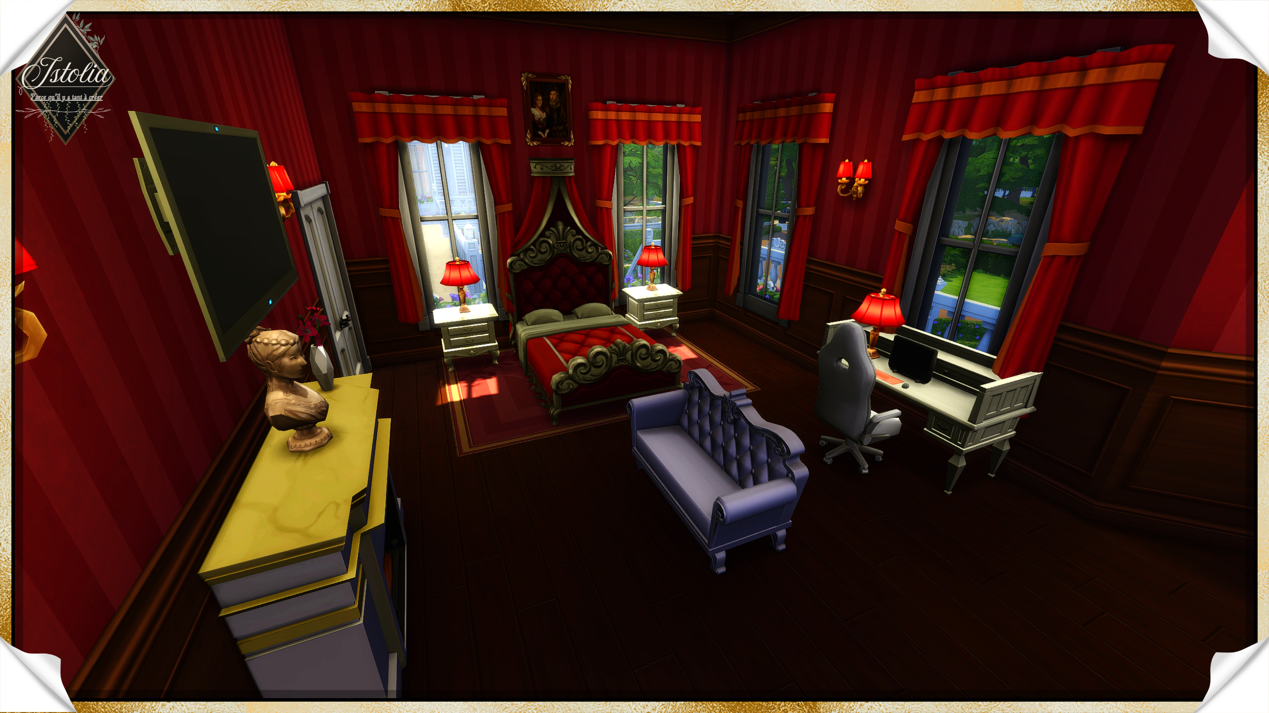 Sims 4 | Château de Chênaie suite parentale et chambre décorée