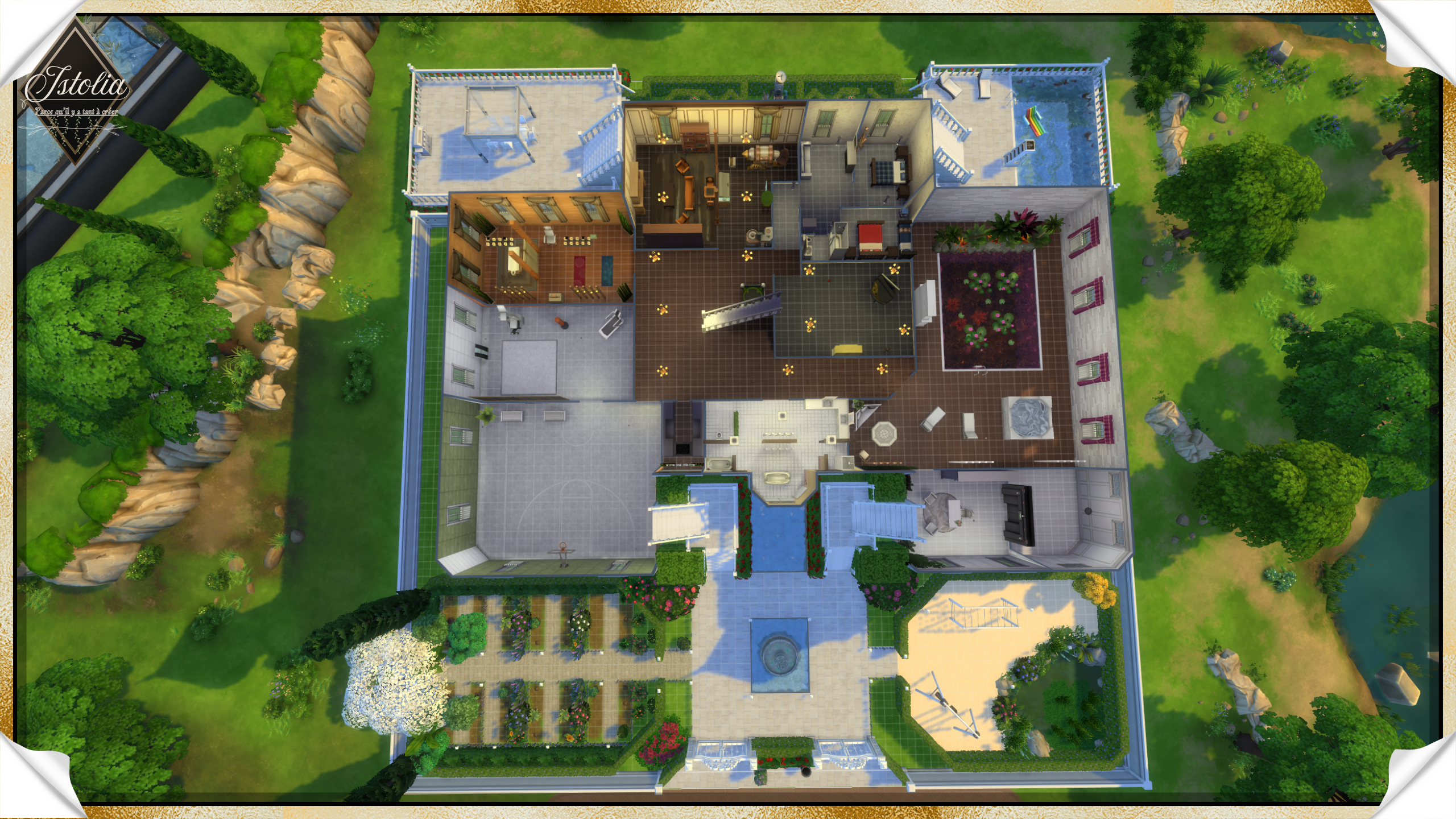 Sims 4 | Château de Chênaie piscine intérieure et zone de détente