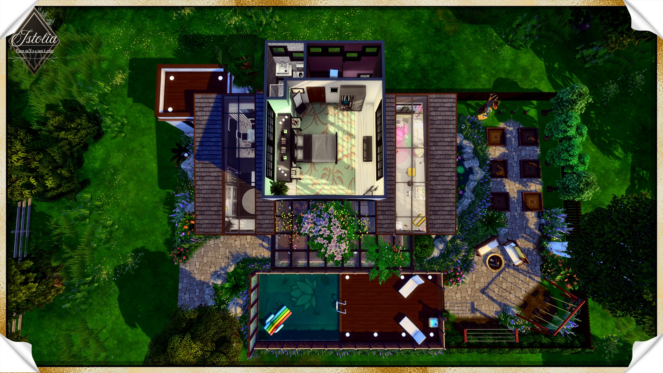 plan premier étage maison Linéa Sims 4