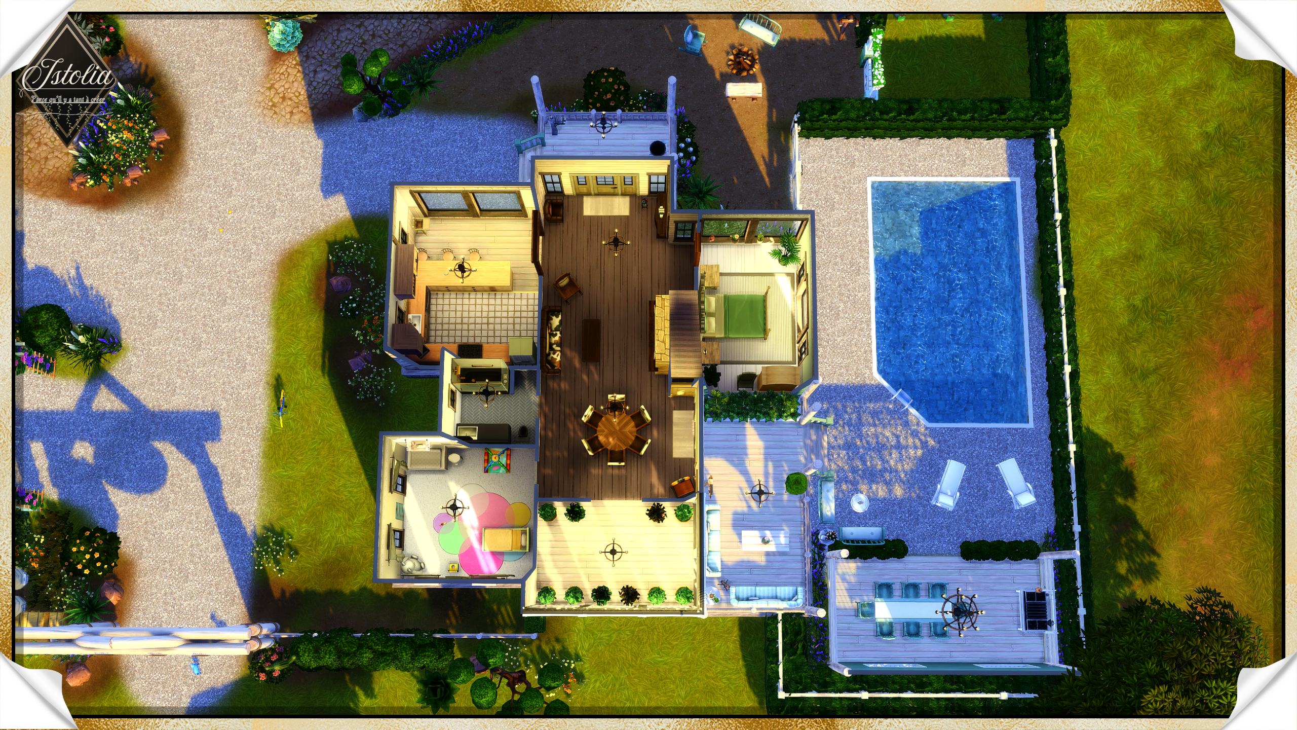 Plan du rez-de-chaussée du ranch Sims 4