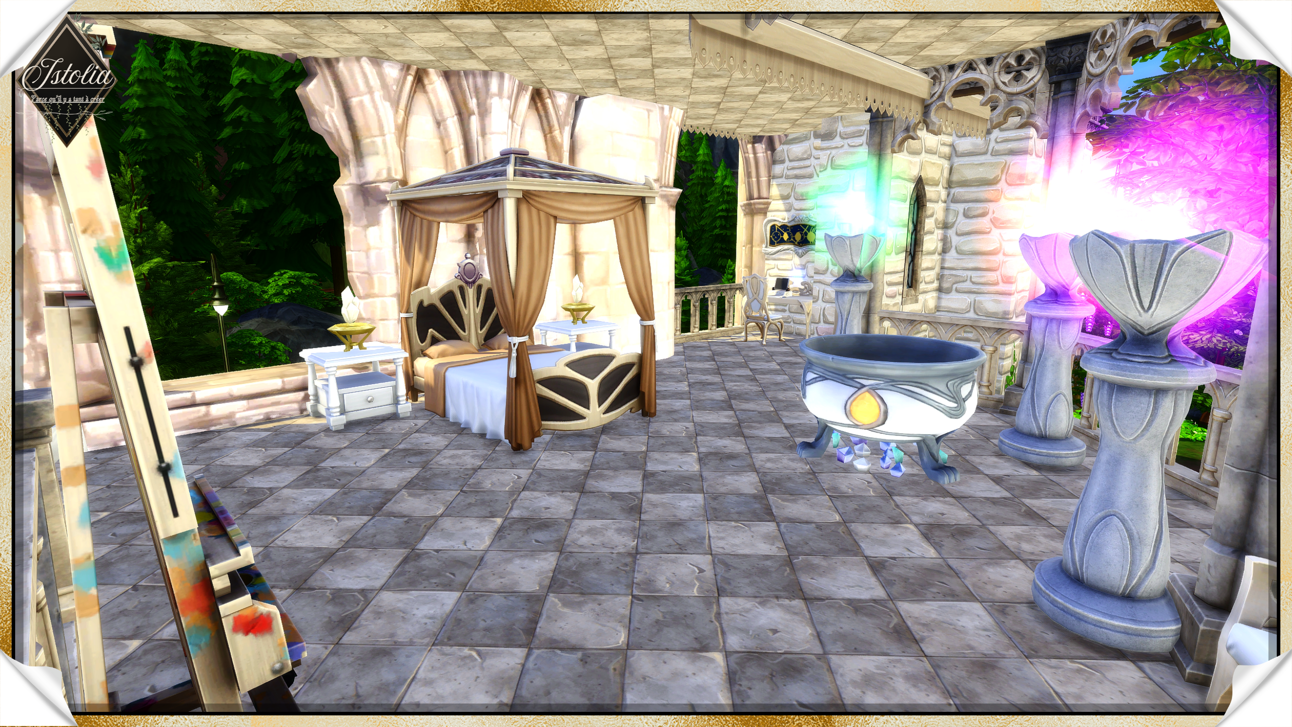 Les Sims 4 | Le Domaine d'Éther vue globale chambre chaudron Domaine d’Ether Sims 4