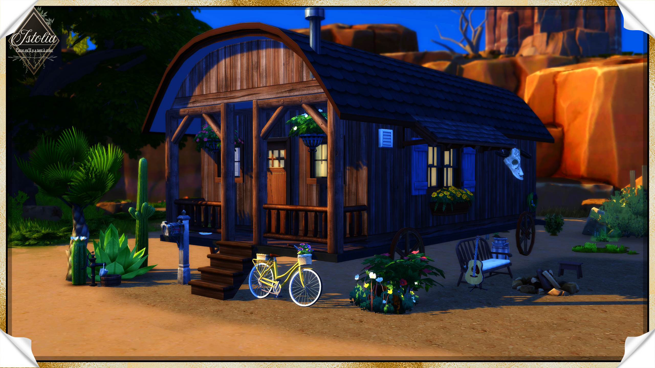 Sims 4 | La Chariotte Roulotte en bois façon Western – vue de face