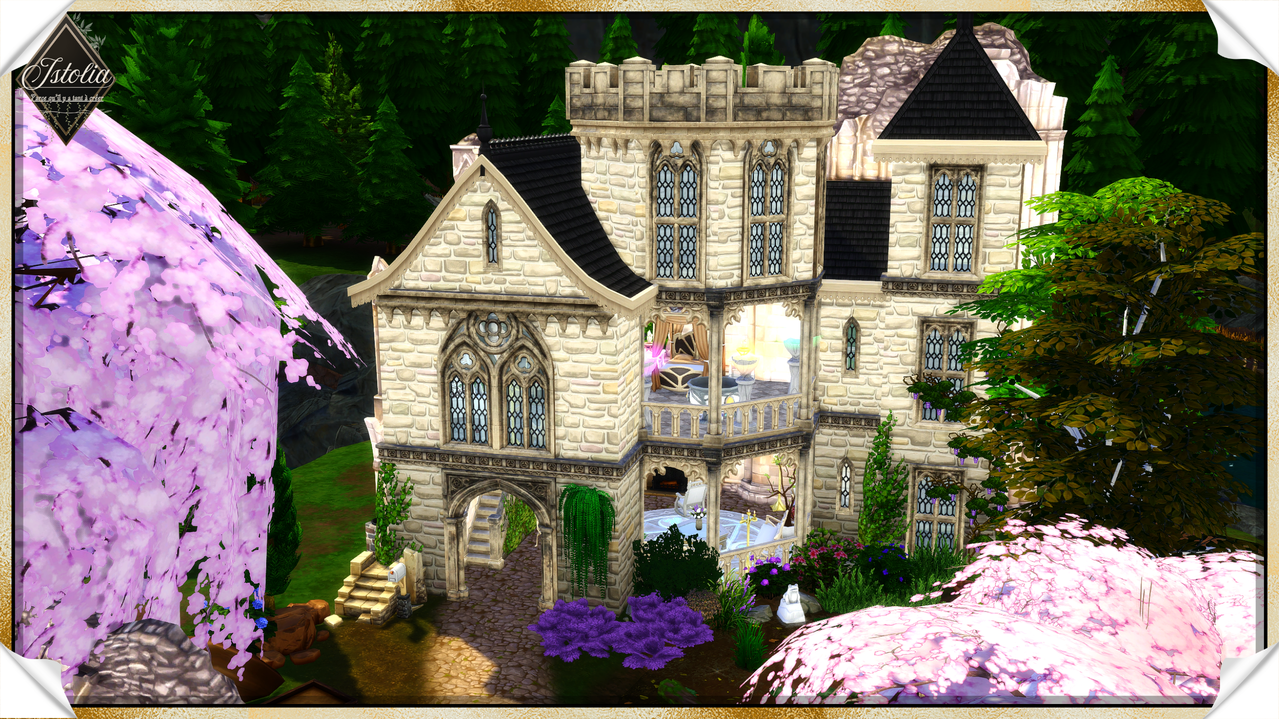 Les Sims 4 | Le Domaine d'Éther façade Domaine d’Ether château gothique Sims 4
