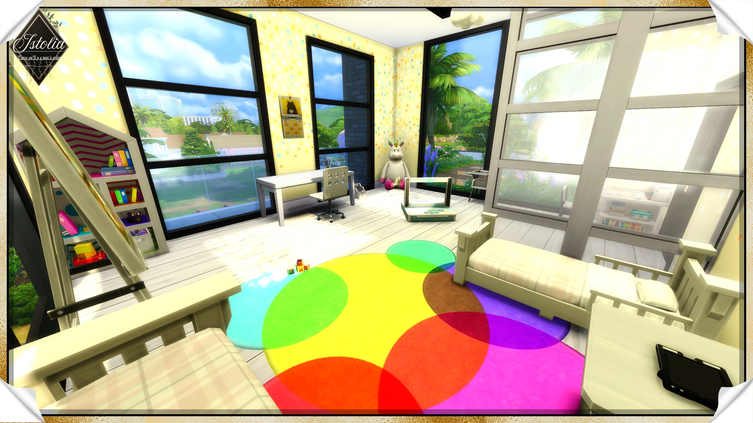 Les Sims 4 | La Verrière Chambre enfant jaune pastel avec déco moderne