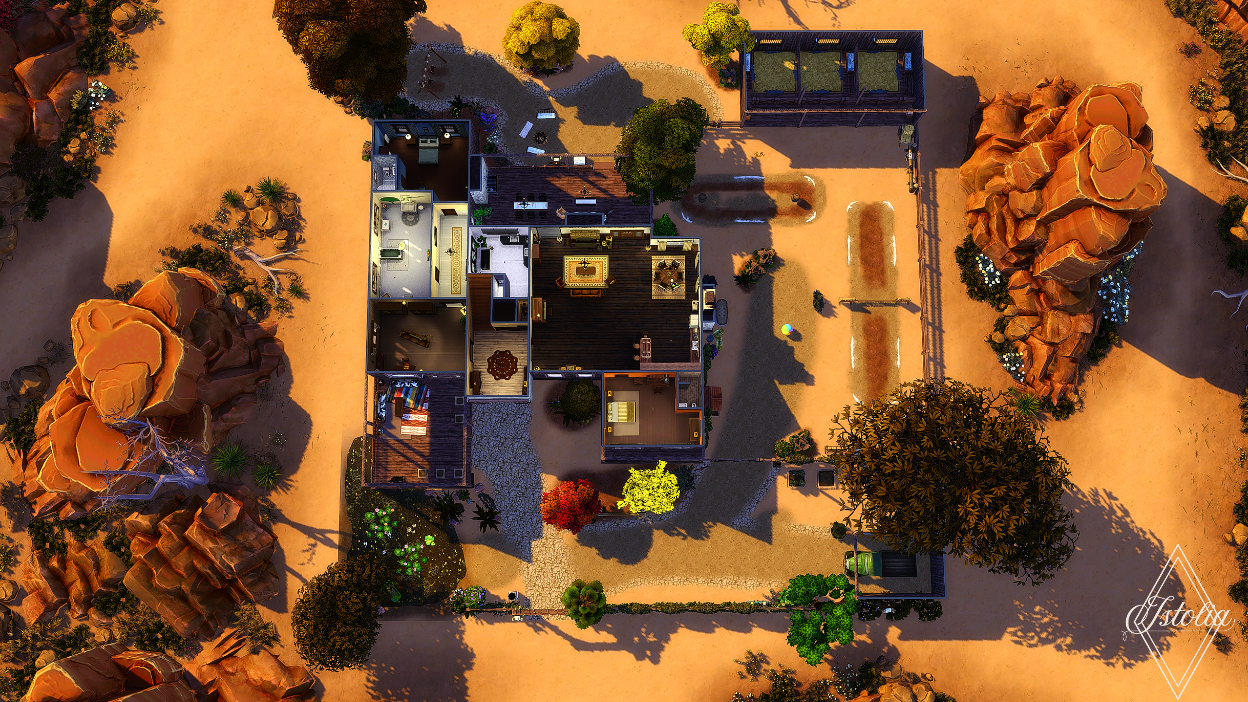 Les Sims 4 | Le Ranch Sabot 'O' Tac Plan du rez-de-chaussée – maison ranch Sims 4