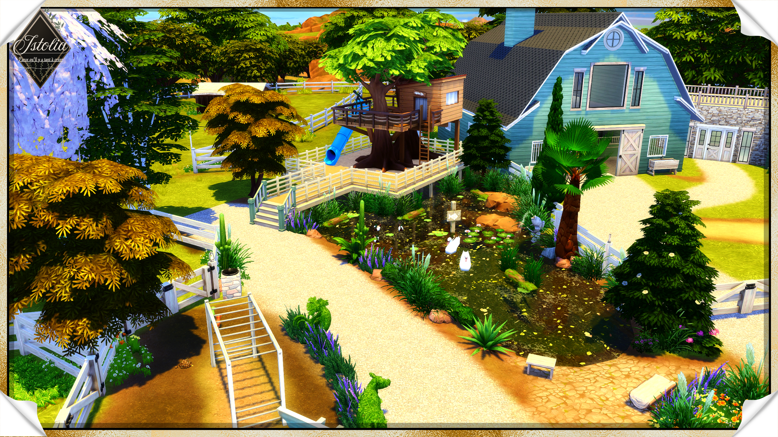 Aire de jeux avec cabanes sur l’eau Sims 4