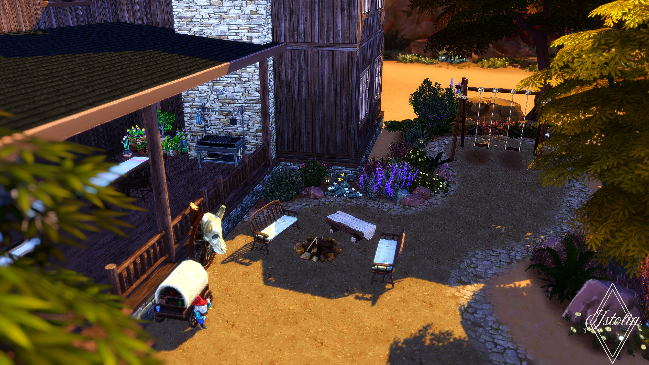 Les Sims 4 | Le Ranch Sabot 'O' Tac Coin feu de camp familial extérieur – Les Sims 4