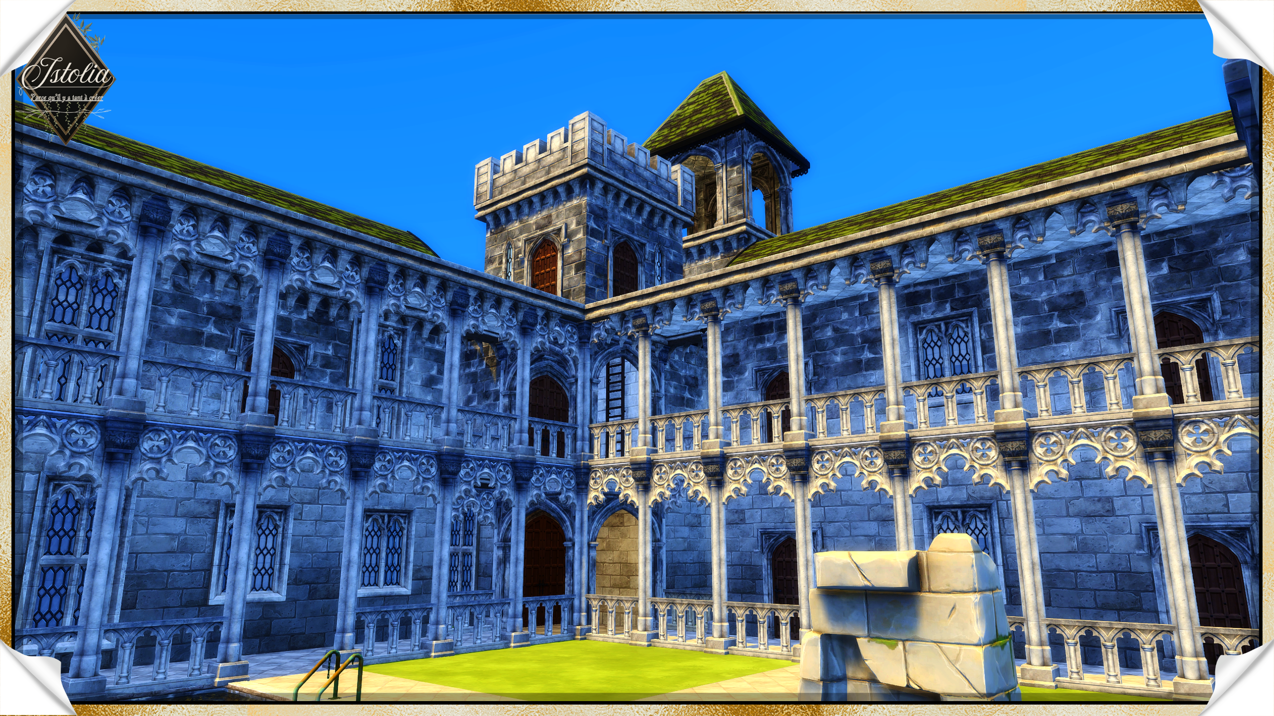 Les Sims 4 | Monastère/Château du vieux saule murs extérieurs détaillés style monastère Sims 4
