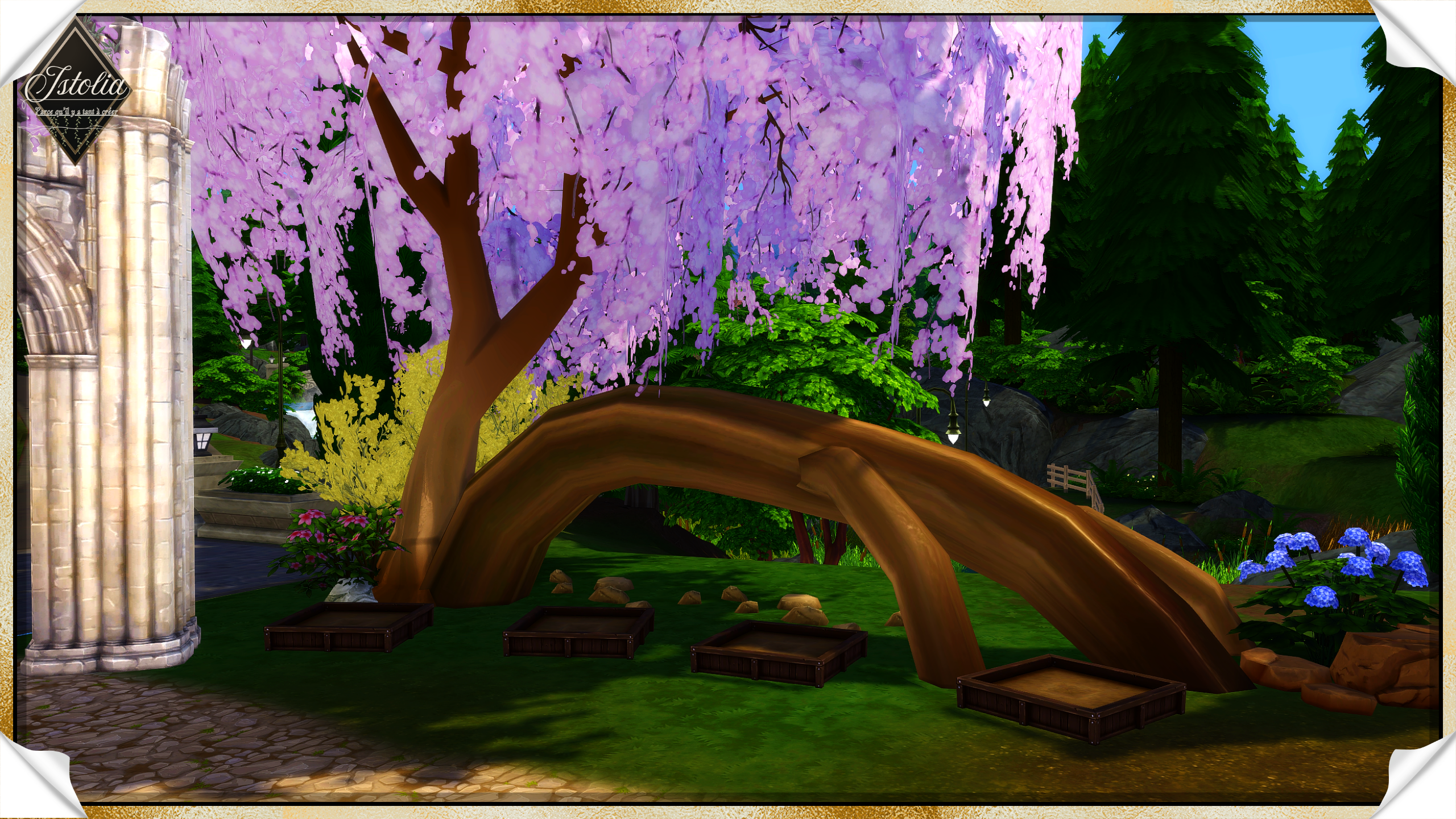 Les Sims 4 | Le Domaine d'Éther arche arbre ancien jardin Domaine d’Ether Sims 4