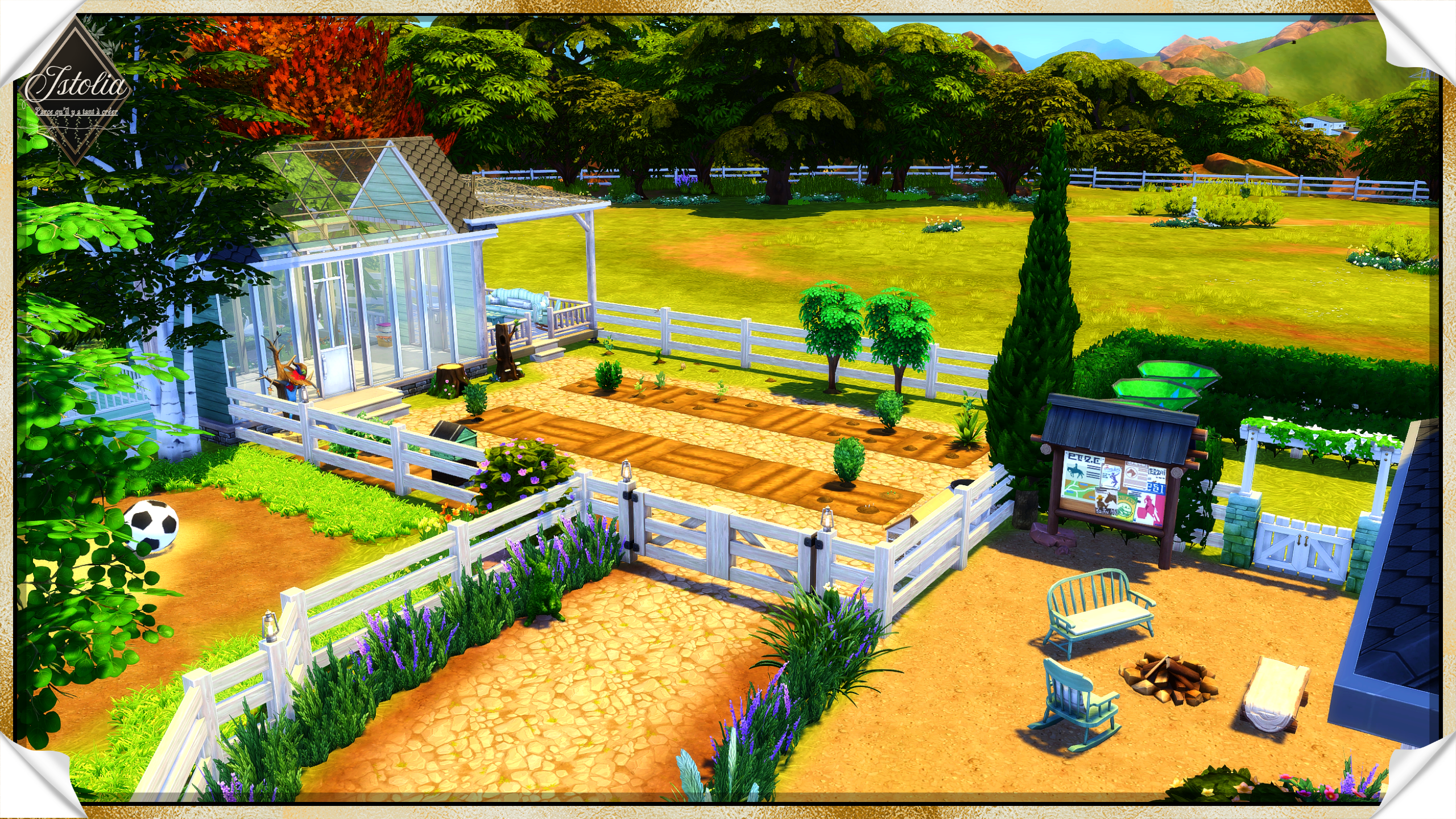 Serre et jardin fertile du ranch Sims 4