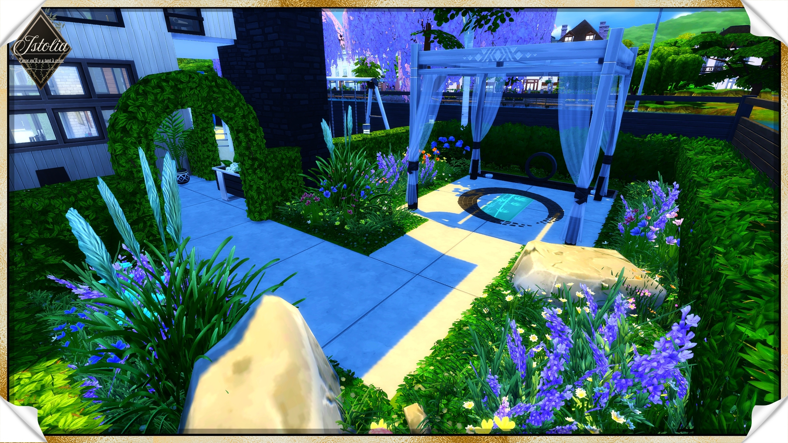 Les Sims 4 | La Verrière Zone de méditation moderne avec fontaine