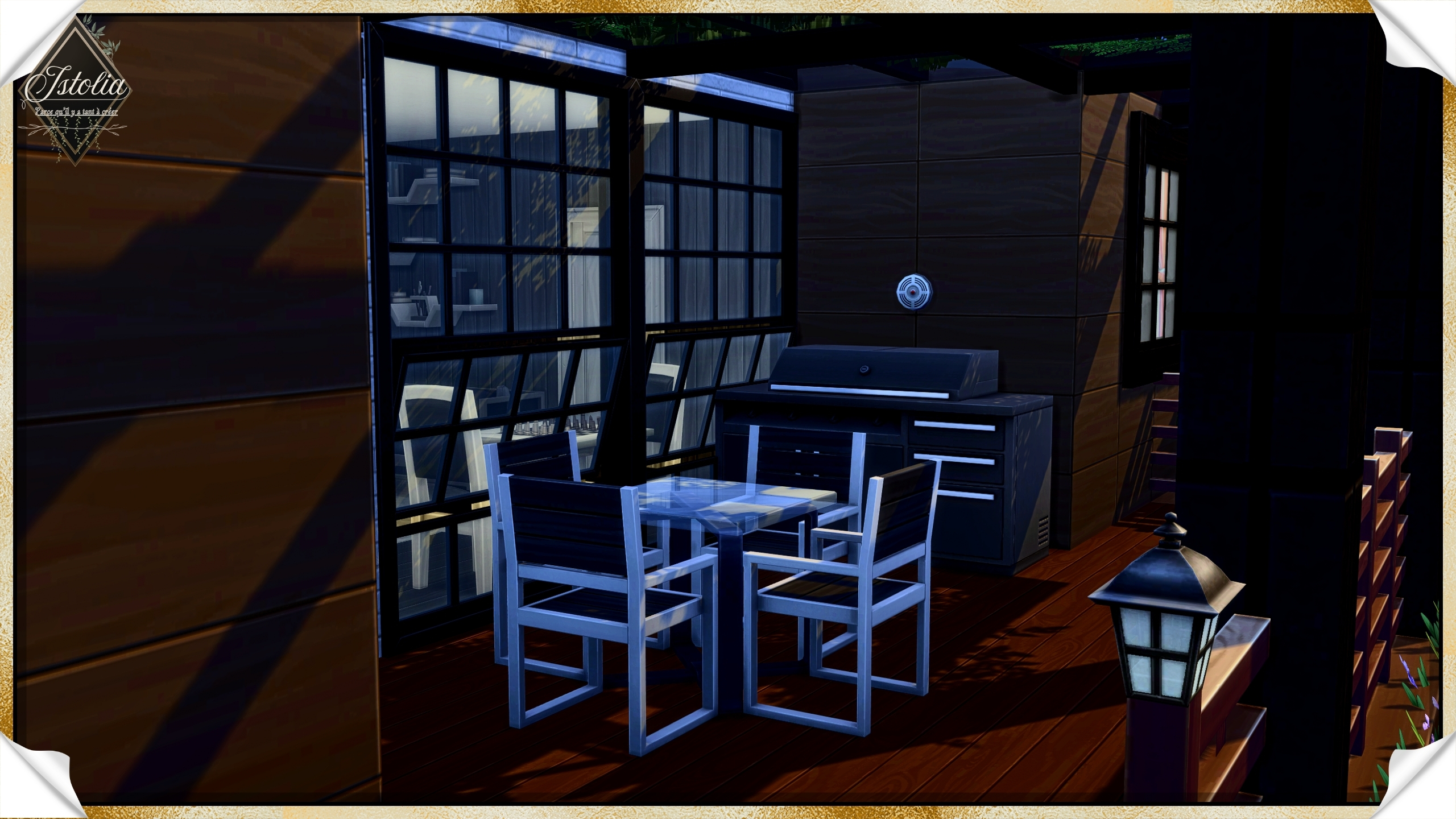 patio barbecue loft fleuri Linéa Sims 4