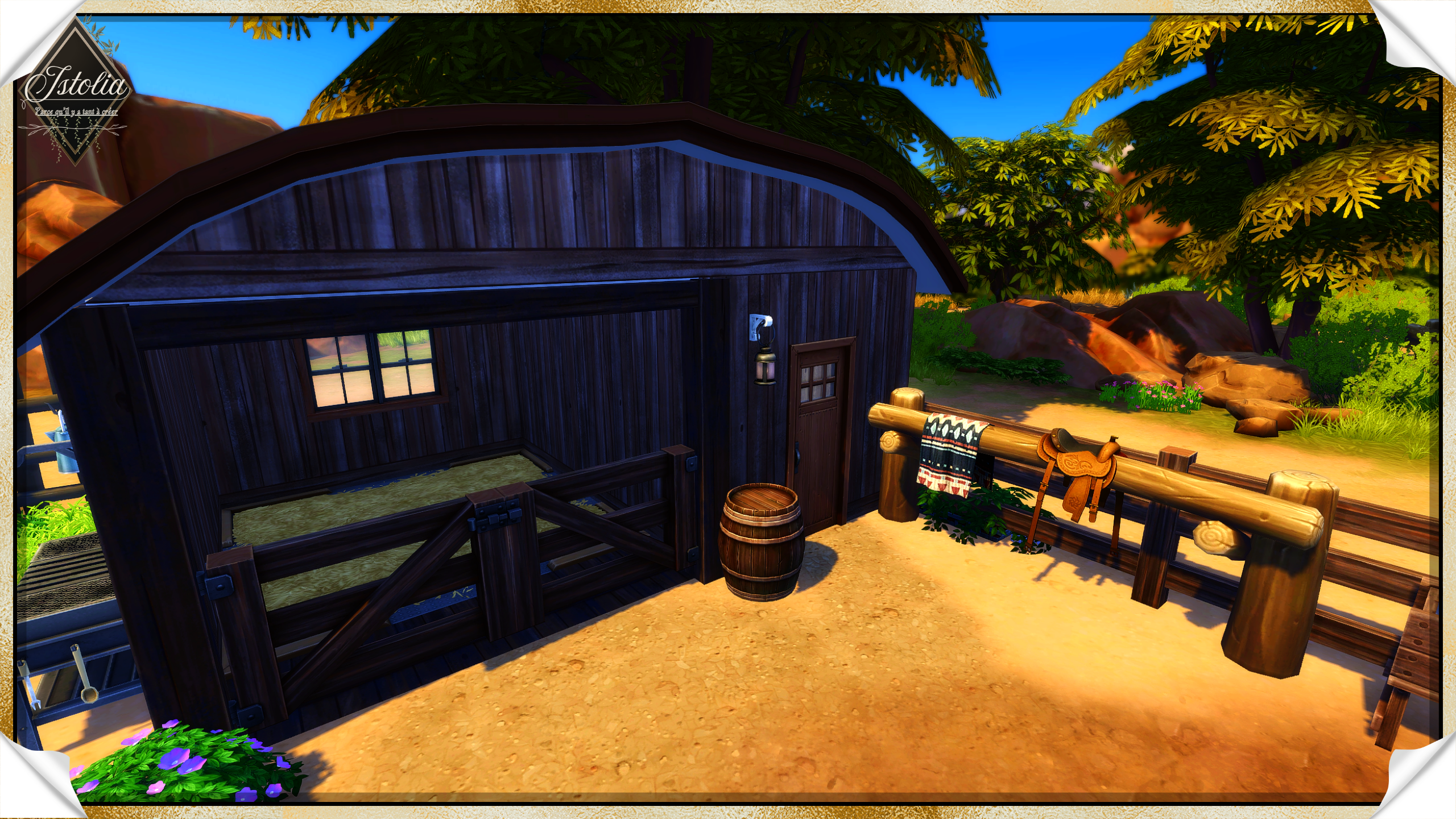 Sims 4 | La Chariotte Petite étable pour cheval – mini ranch western Sims 4