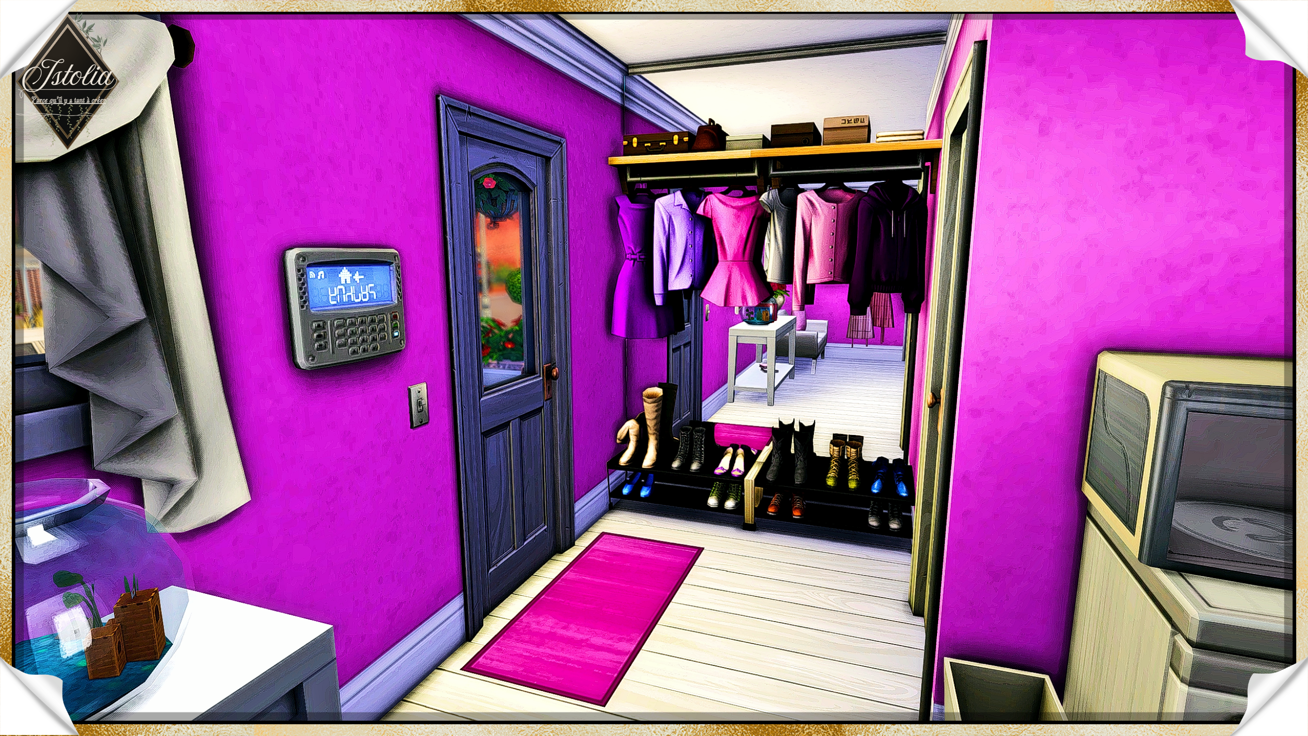 Sims 4 | La caravane de Barbie entrée de la caravane rose décorée