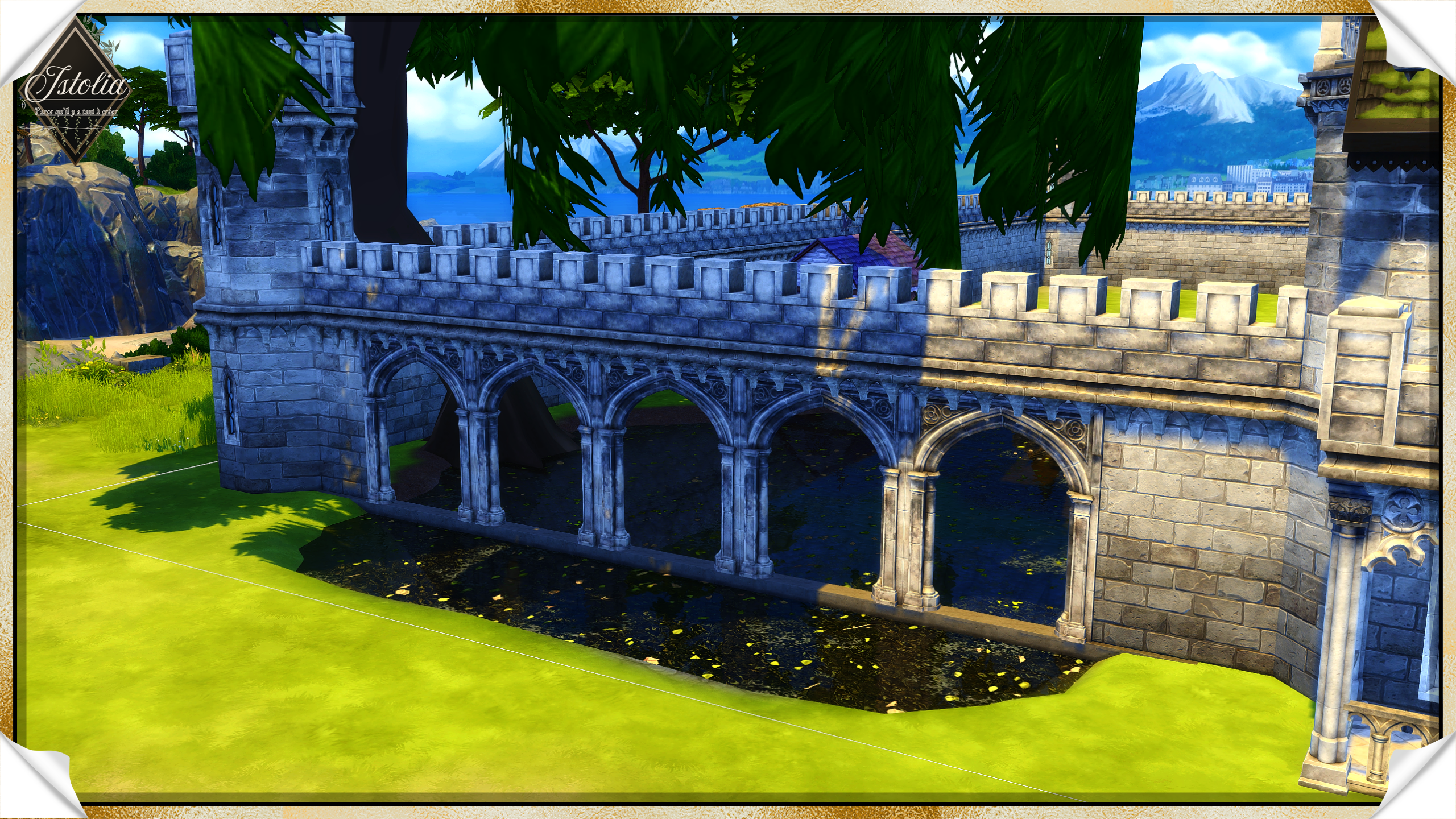 Les Sims 4 | Monastère/Château du vieux saule remparts étang vieux saule Sims 4