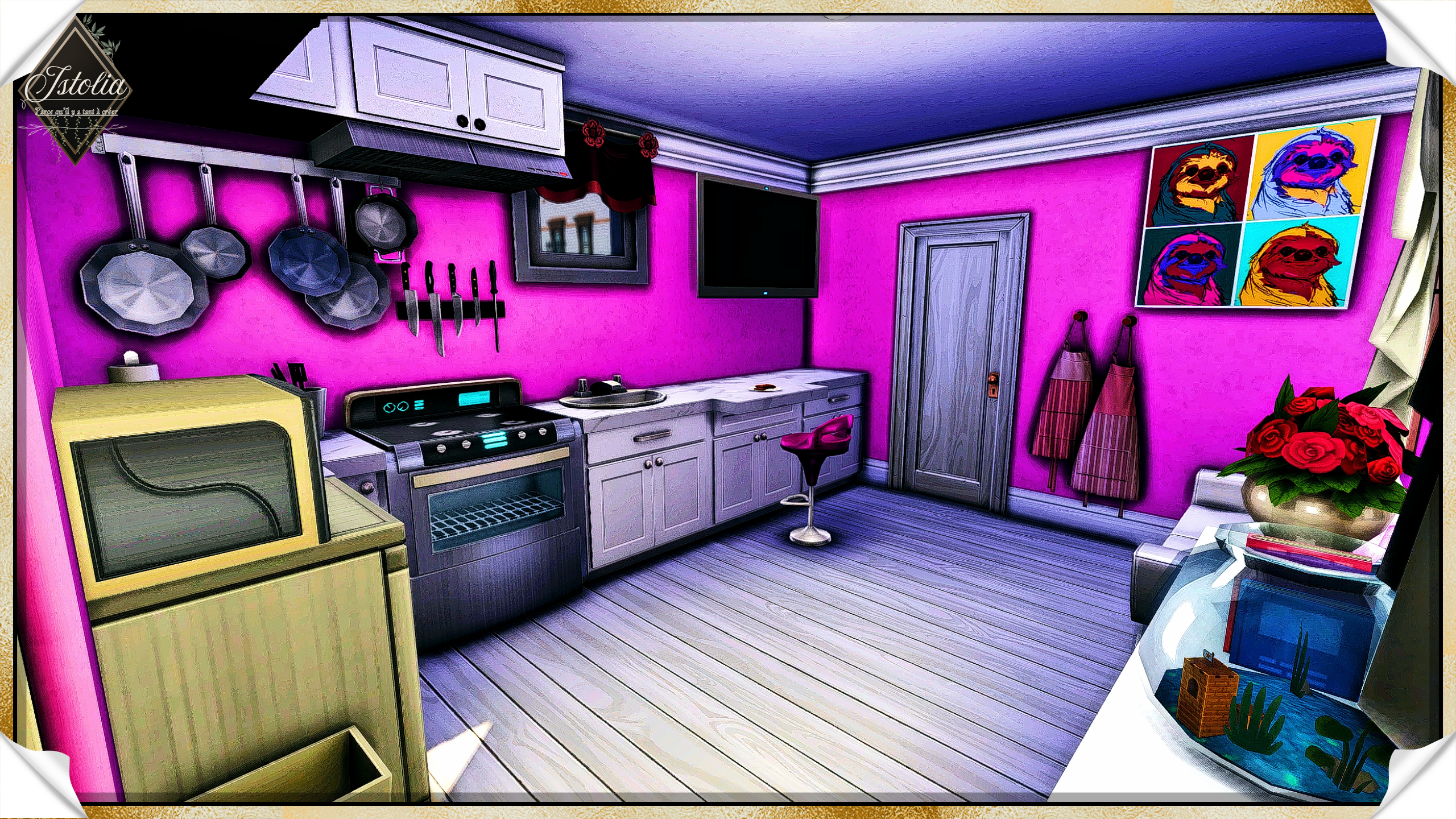 Sims 4 | La caravane de Barbie cuisine compacte rose dans la caravane