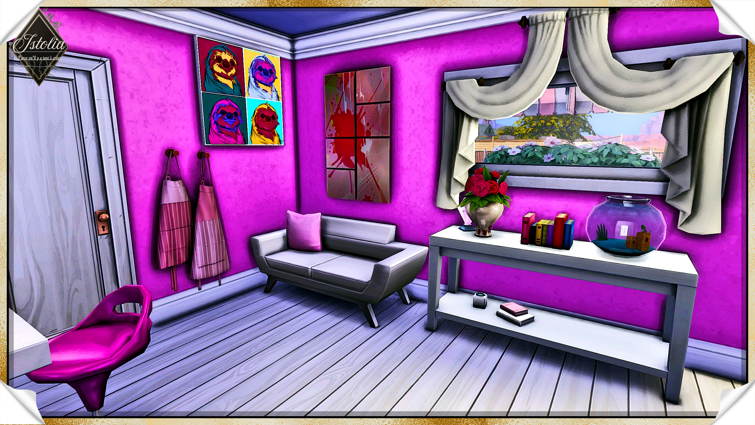 Sims 4 | La caravane de Barbie salon cosy rose dans tiny house