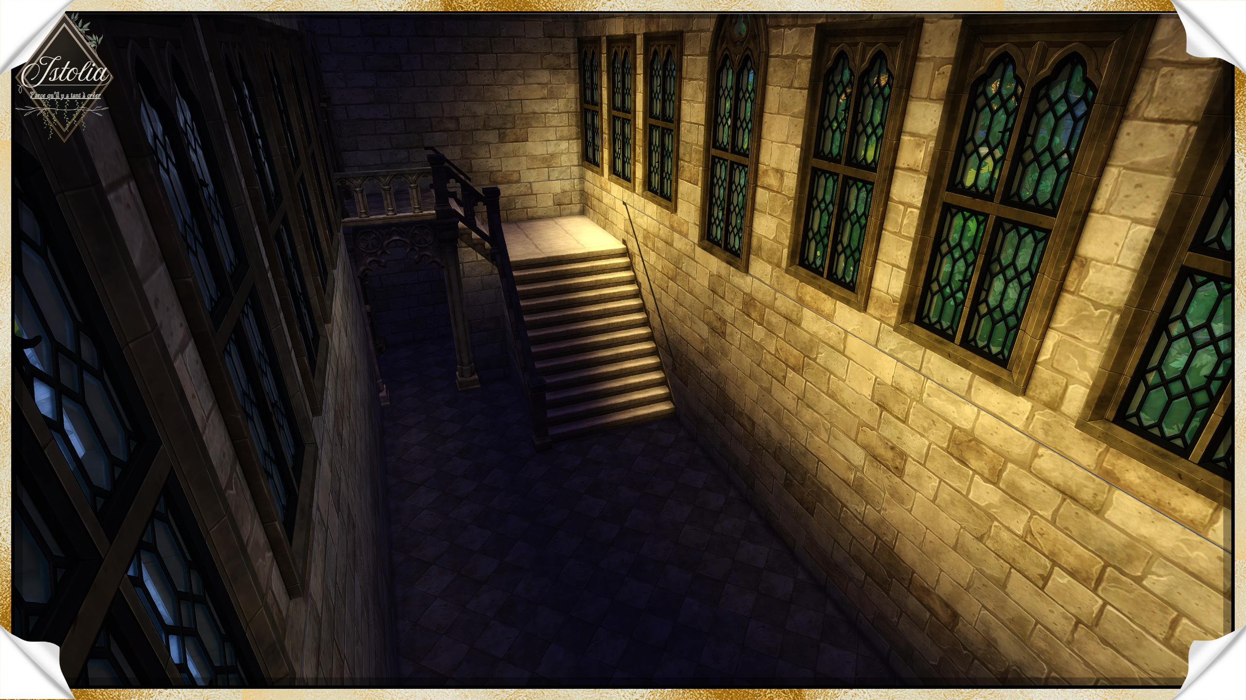 Les Sims 4 | Monastère/Château du vieux saule grande salle intérieure monastère Sims 4