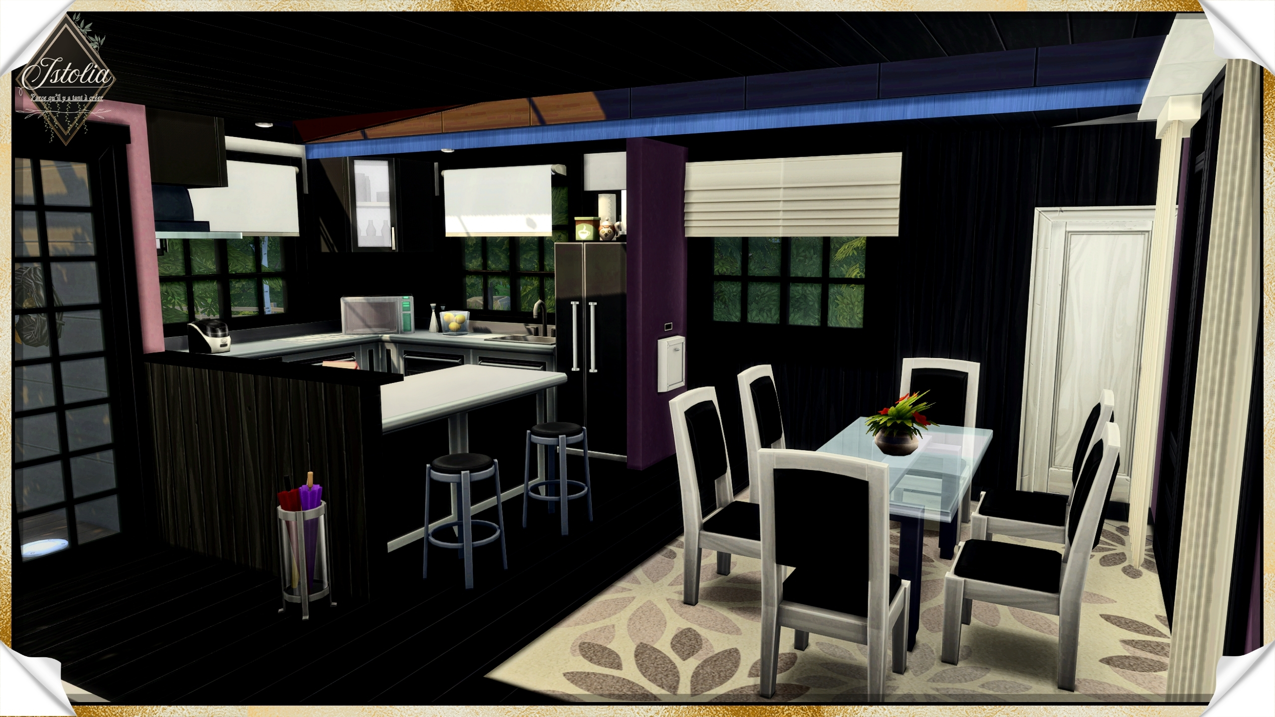 salle à manger loft intérieur maison Linéa Sims 4