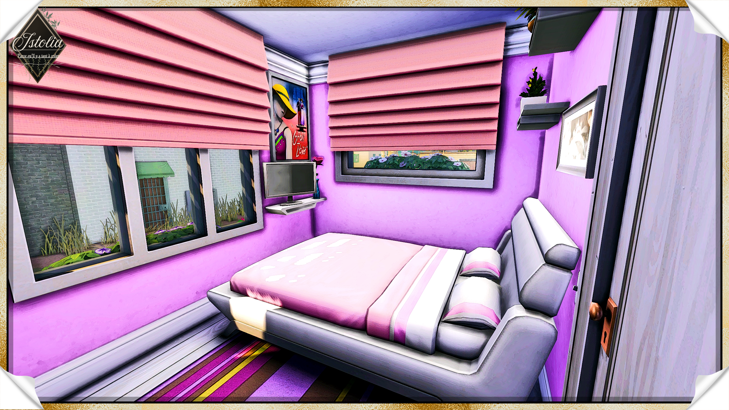 Sims 4 | La caravane de Barbie chambre rose second angle