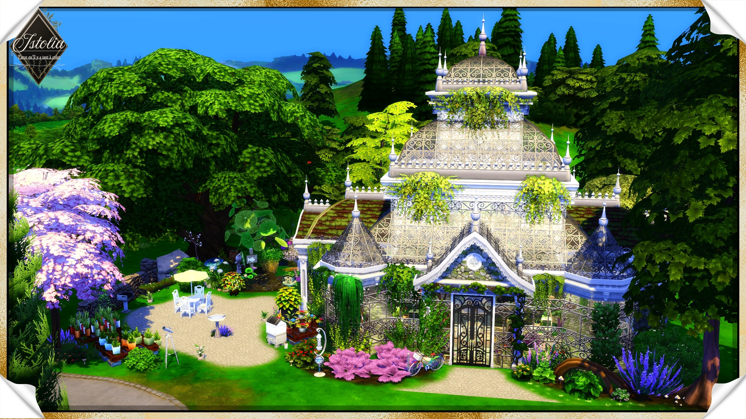 Les Sims 4 | La Roselière serre enchantée victorienne vue globale Sims 4