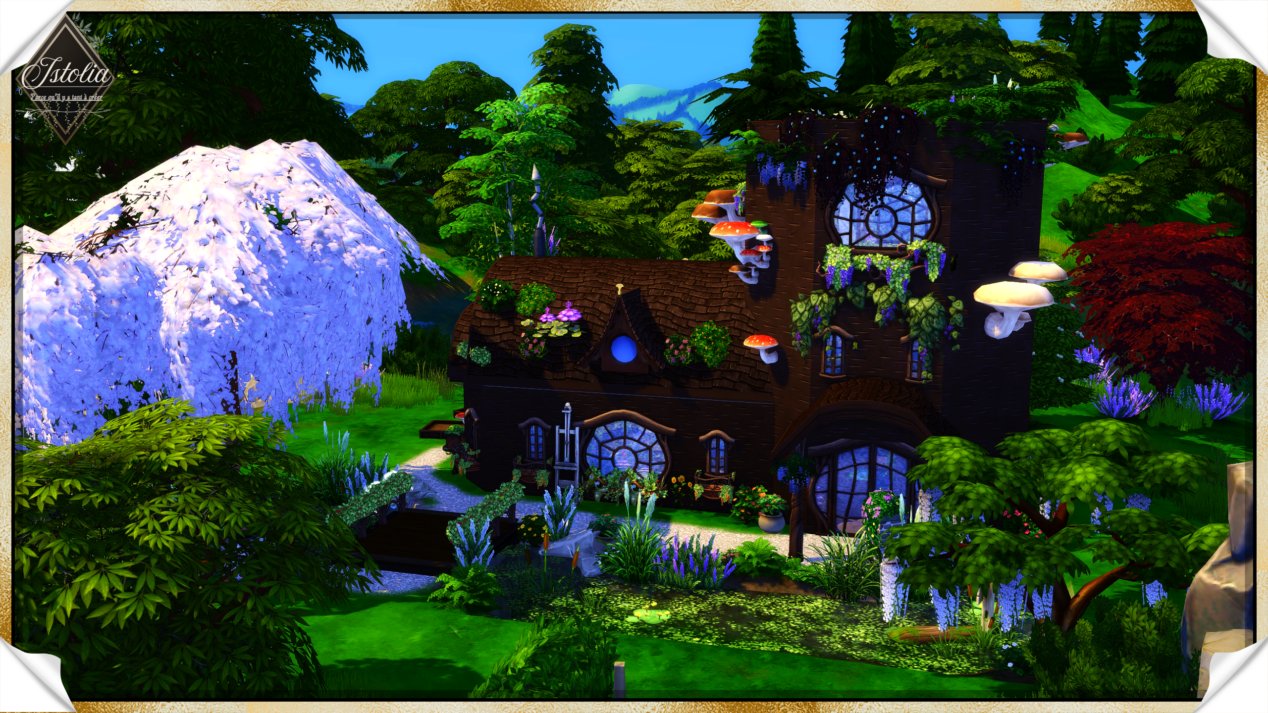 Les Sims 4 | La Botte de Terre maison botte féerique étang pont Sims 4