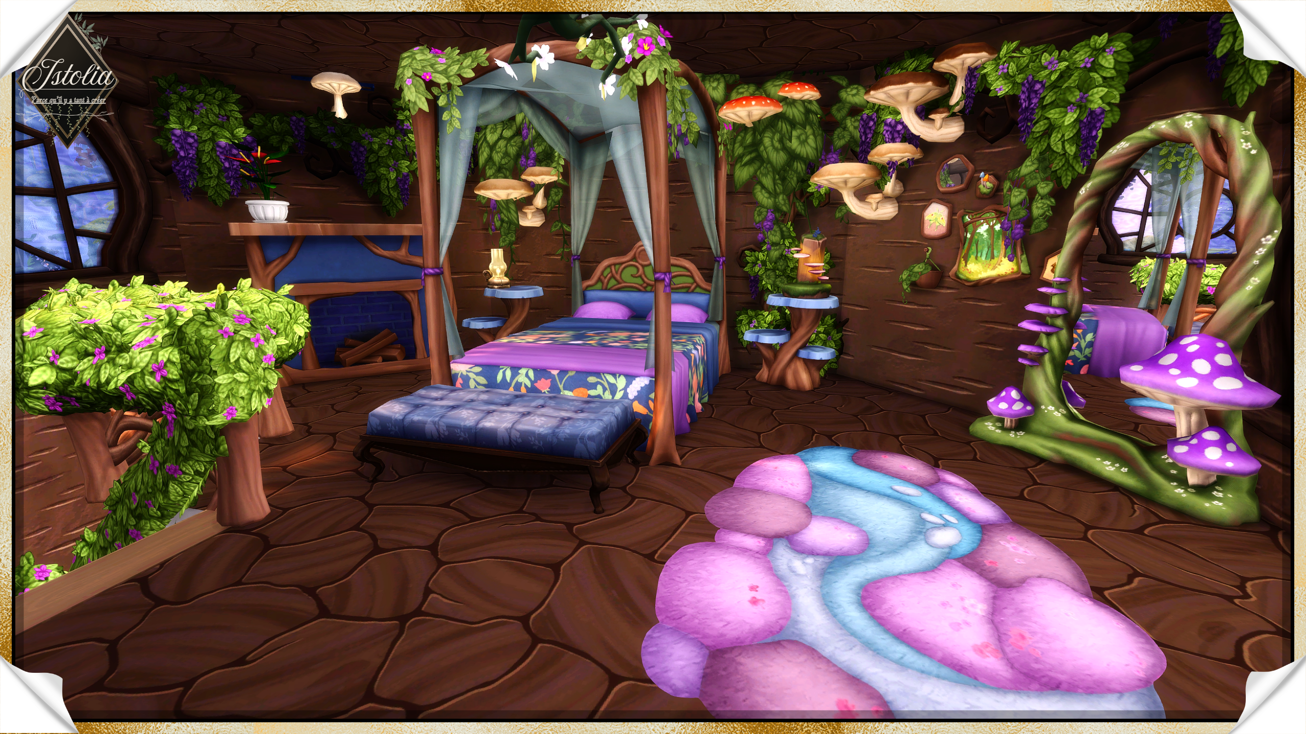 Les Sims 4 | La Botte de Terre chambre baldaquin féerique Sims 4