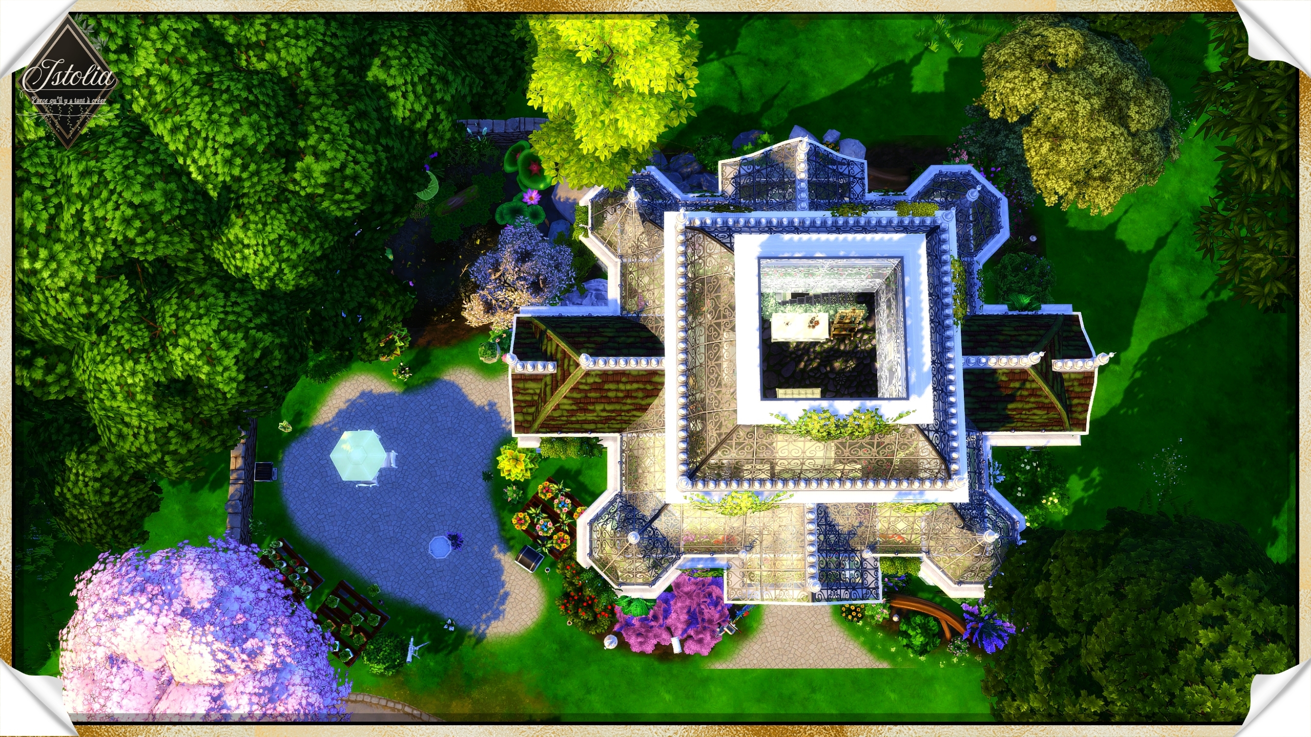 Les Sims 4 | La Roselière plan toits serre victorienne Sims 4