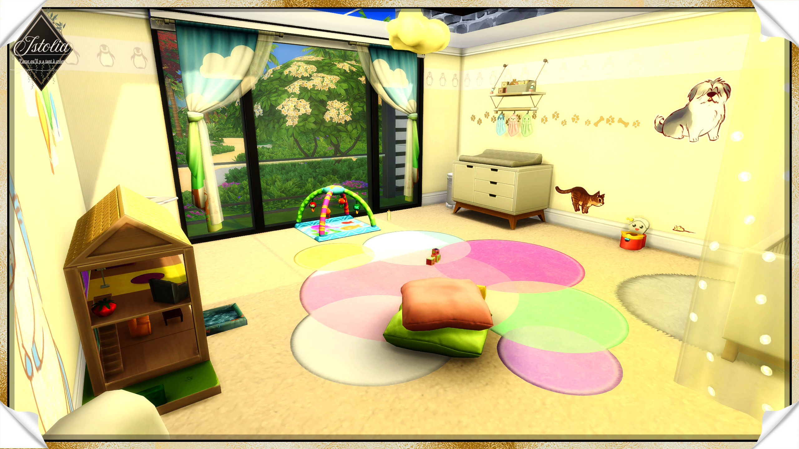 Les Sims 4 | Reflet de Lagune chambre bébé pastel villa tropicale Sims 4