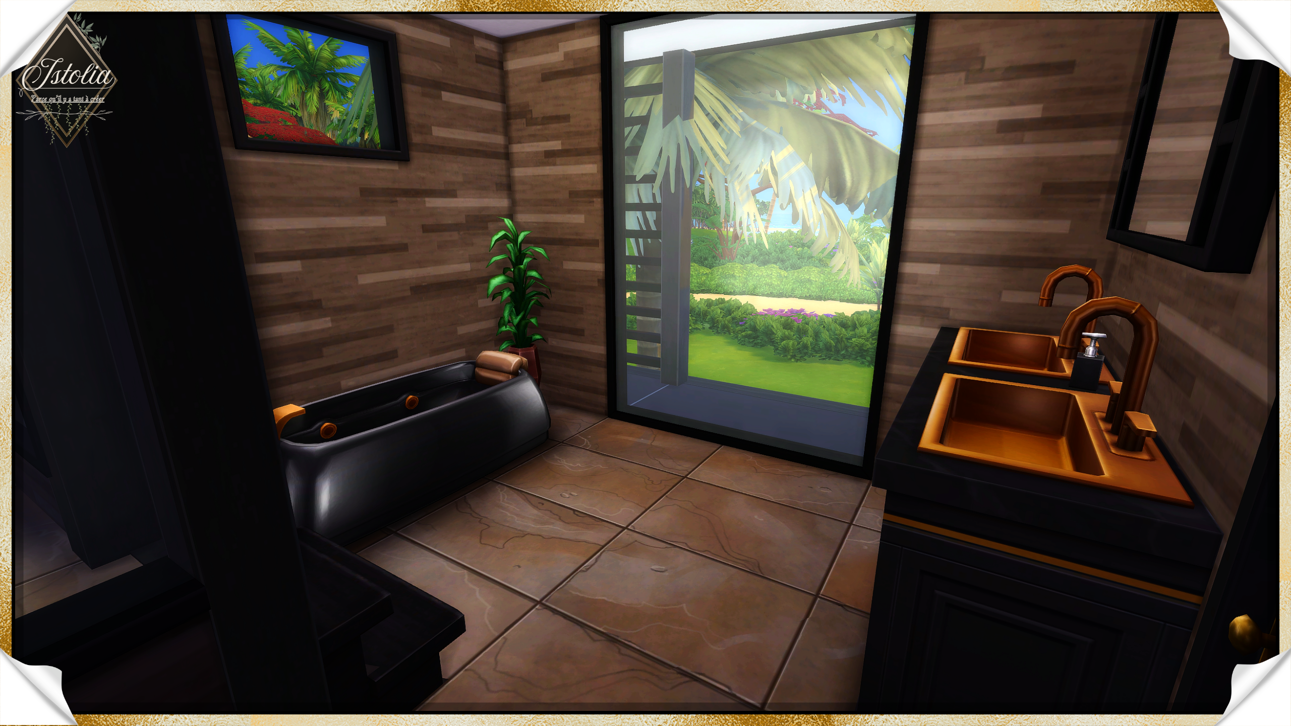 Les Sims 4 | Reflet de Lagune salle de bain moderne villa tropicale Sims 4