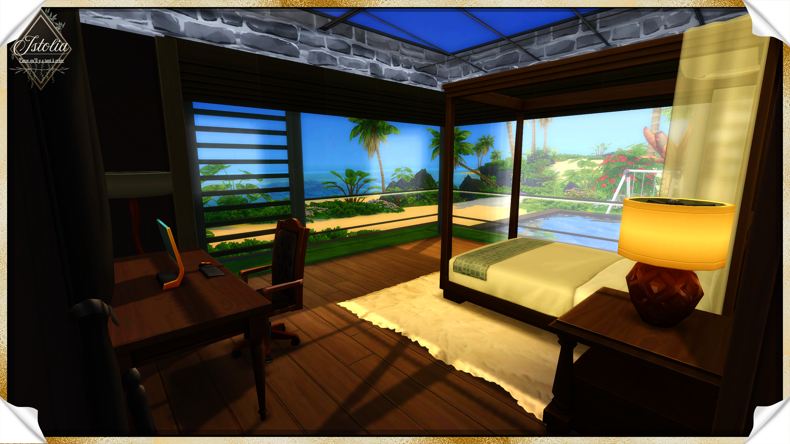 Les Sims 4 | Reflet de Lagune chambre parentale vue mer Sims 4