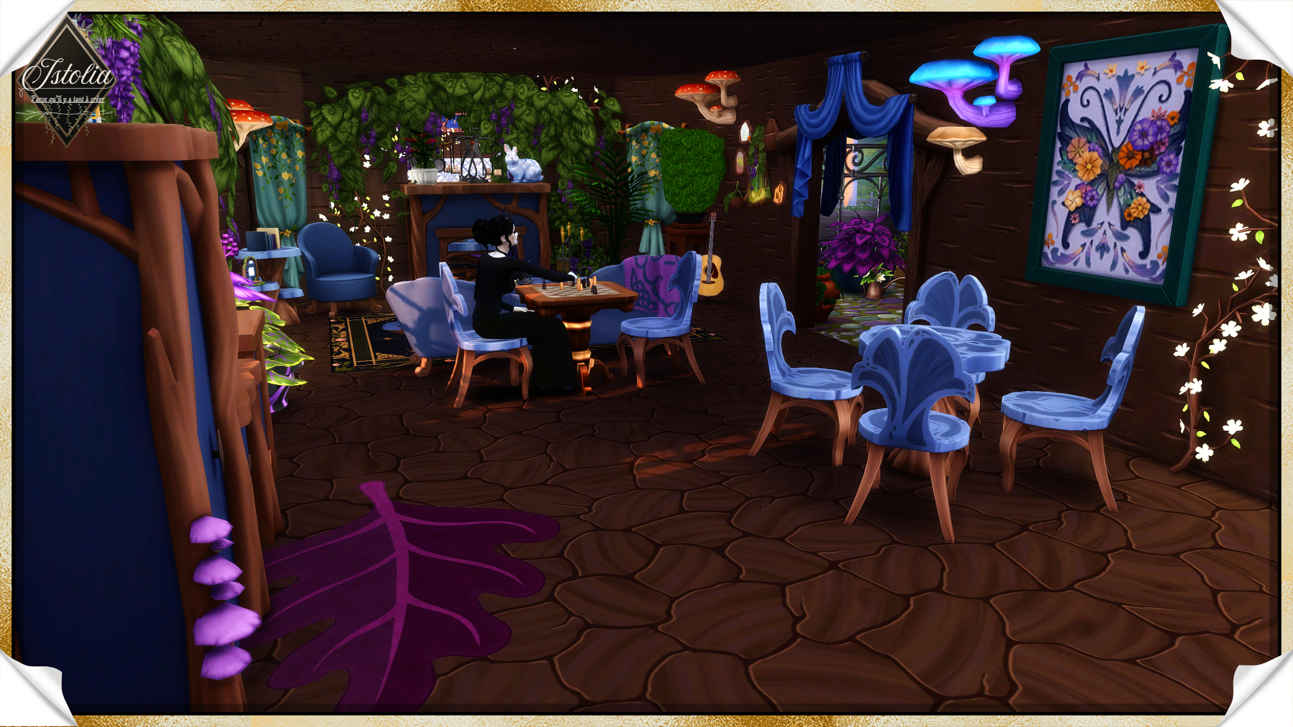 Les Sims 4 | La Botte de Terre salon salle à manger féerique champignons Sims 4