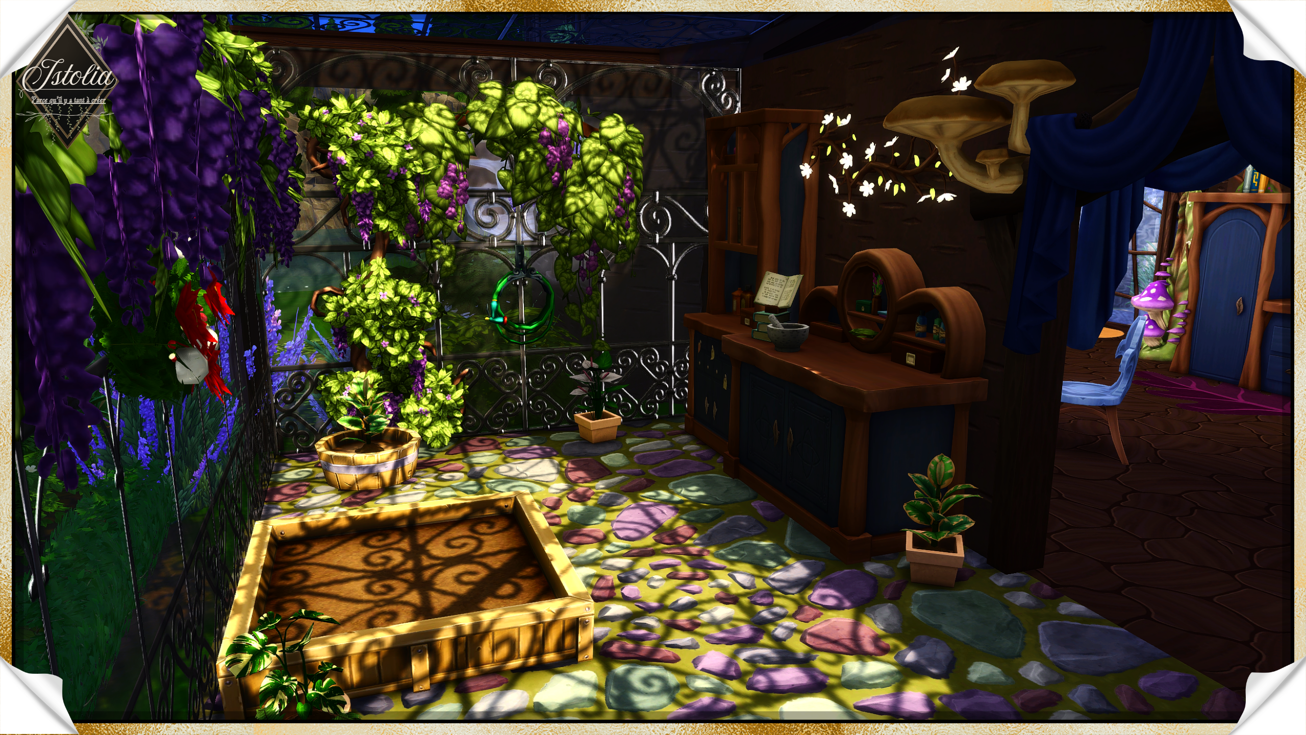 Les Sims 4 | La Botte de Terre espace apothicaire véranda Sims 4