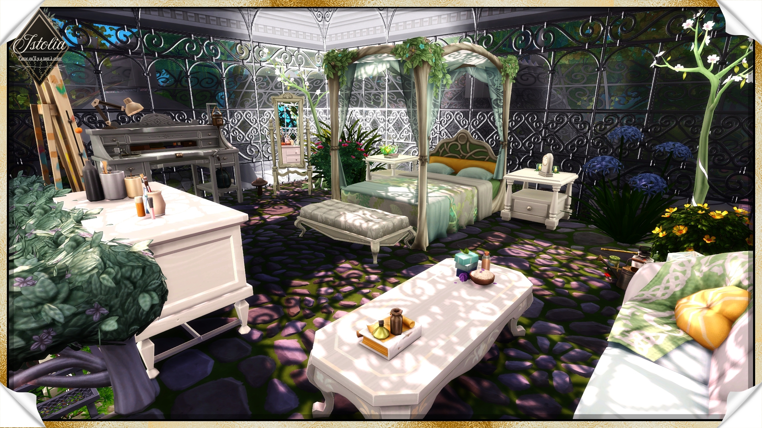 Les Sims 4 | La Roselière chambre bois naturel serre Sims 4