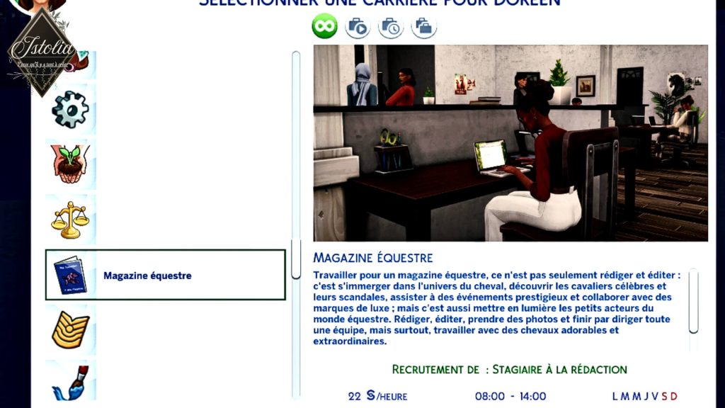Traduction FR Equestrian Magazine (Magazine équestre) de Dion traduit par Istolia Sims 4